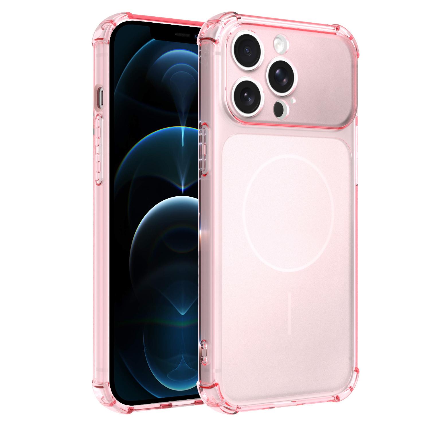 For iPhone 12 Pro Transforms Into 17 Large Window Frosted Airbag Shockproof TPU Phone Case(Pink) - Shopkiz.com
