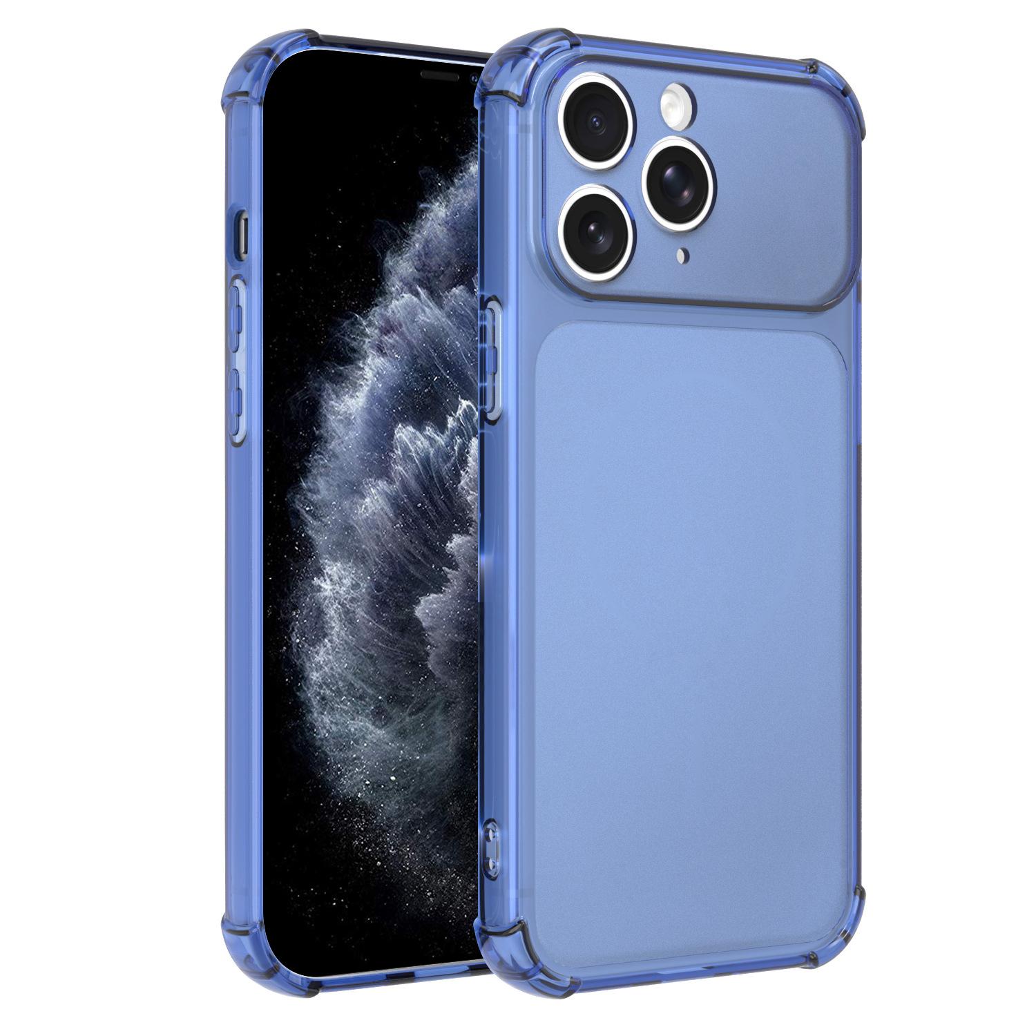 For iPhone 11 Pro Max Transforms Into 17 Large Window Frosted Airbag Shockproof TPU Phone Case(Blue) - Shopkiz.com