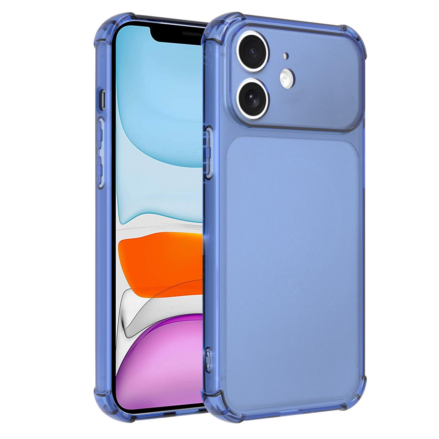 For iPhone 11 Transforms Into 17 Large Window Frosted Airbag Shockproof TPU Phone Case(Blue) - Shopkiz.com