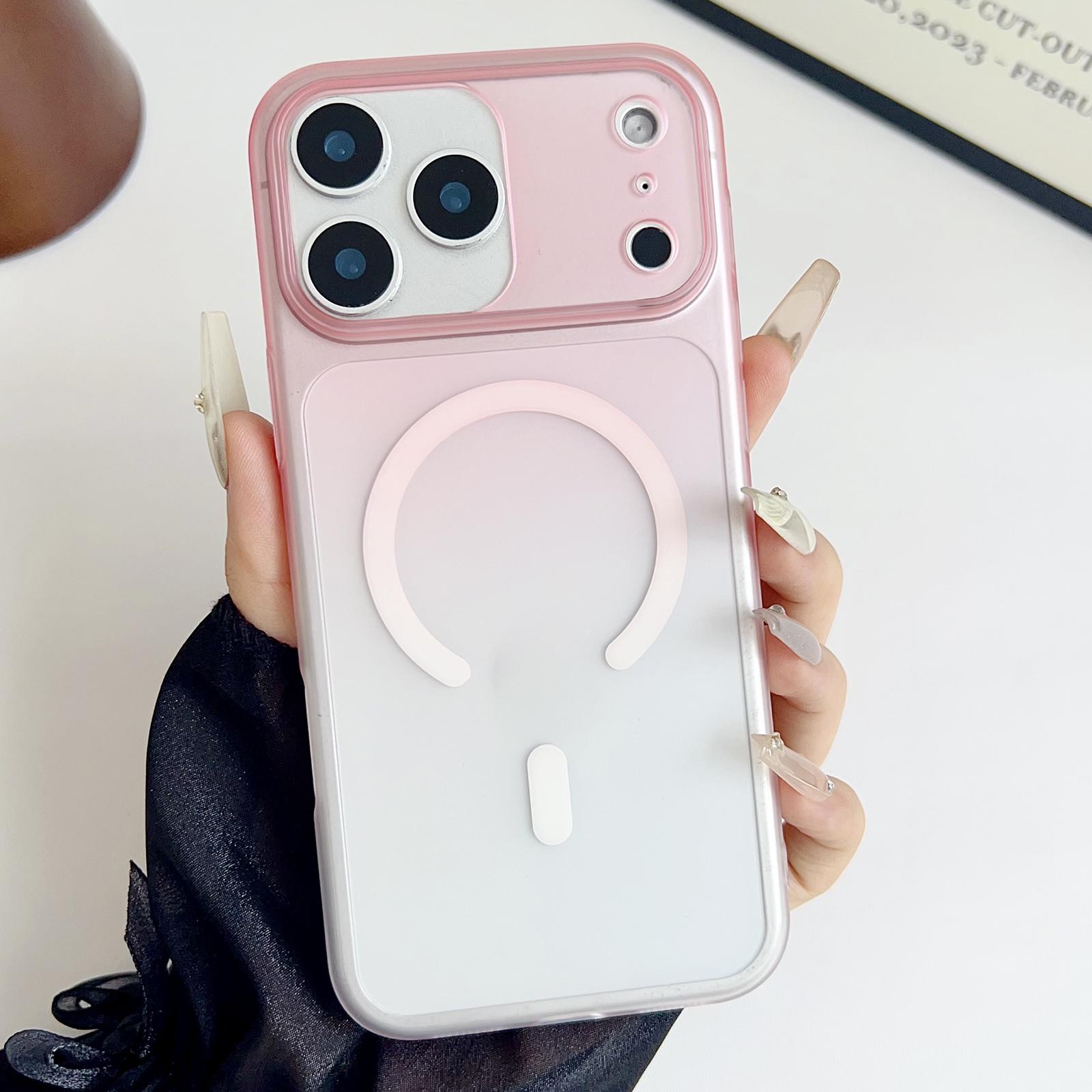 For iPhone 17 Pro Max Ice Mist Gradient Magnetic PC Phone Case(Gradient Pink) - Shopkiz.com