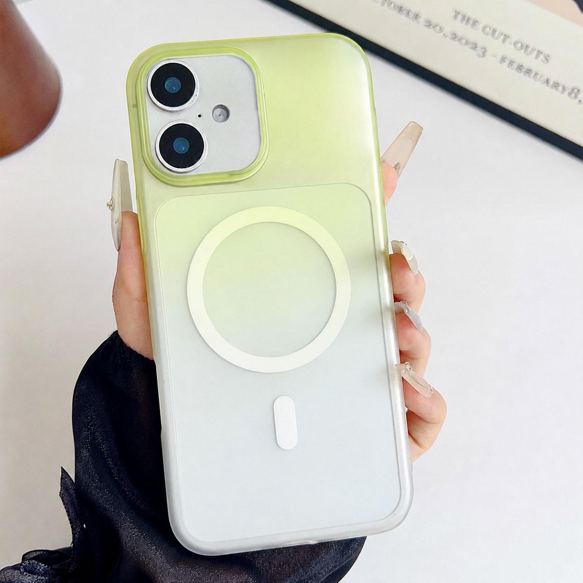 For iPhone 16 Ice Mist Gradient Magnetic PC Phone Case(Gradient Green) - Shopkiz.com
