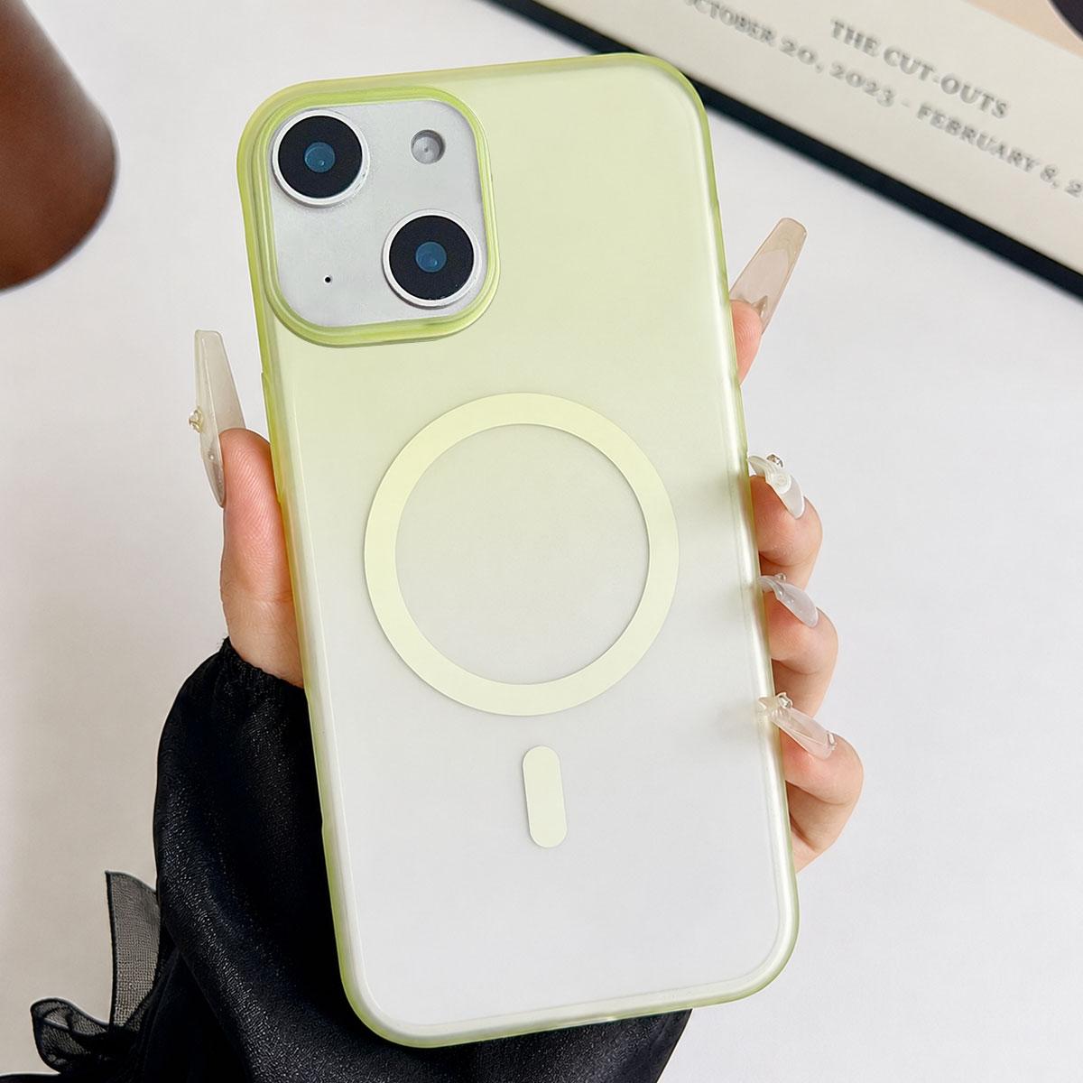 For iPhone 15 Plus Ice Mist Gradient Magnetic PC Phone Case(Gradient Green) - Shopkiz.com