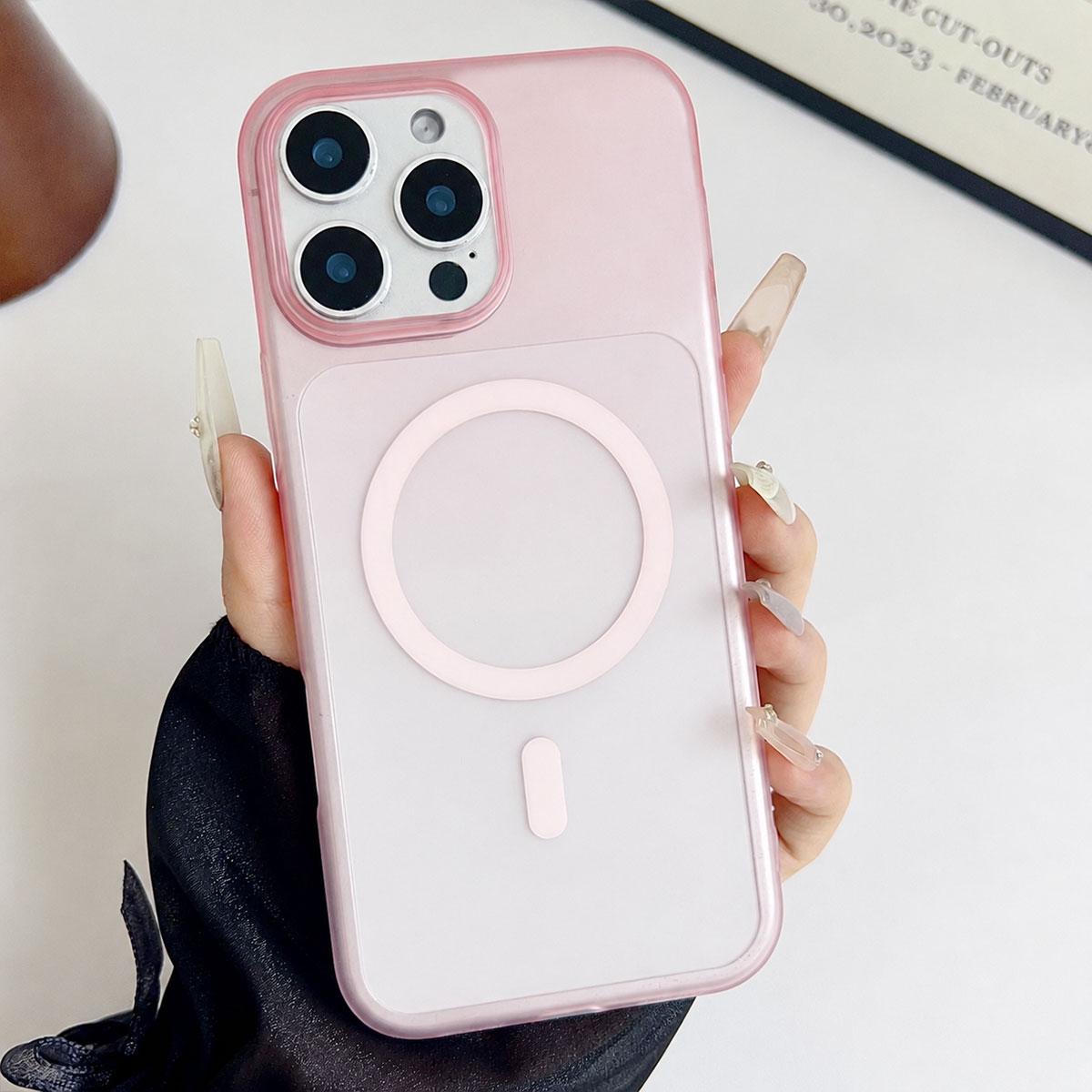 For iPhone 13 Pro Max Ice Mist Gradient Magnetic PC Phone Case(Gradient Pink) - Shopkiz.com
