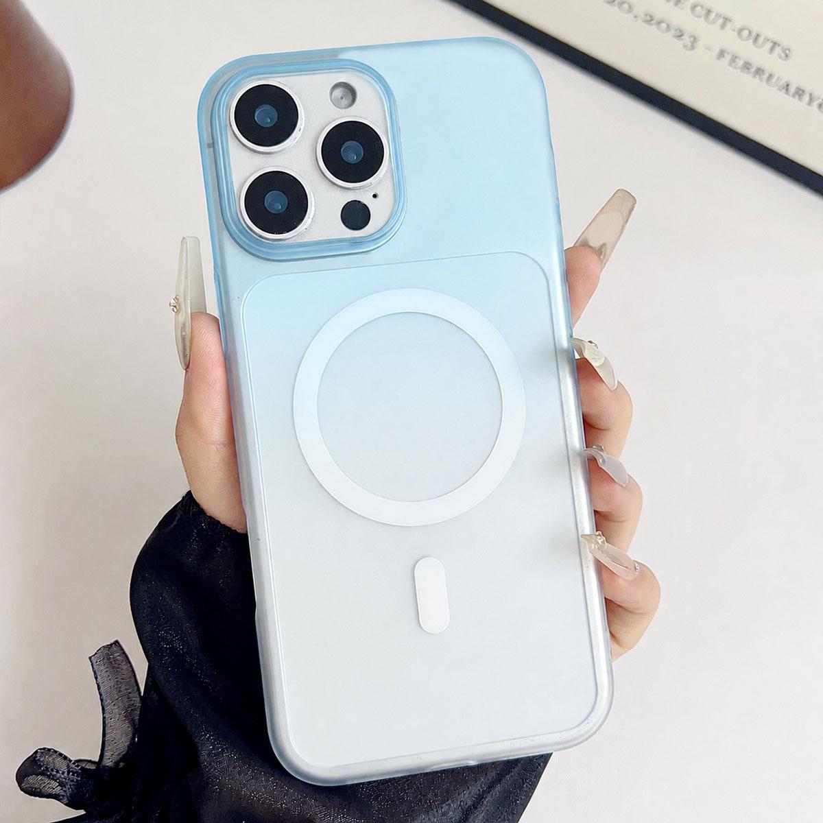 For iPhone 13 Pro Max Ice Mist Gradient Magnetic PC Phone Case(Gradient Blue) - Shopkiz.com
