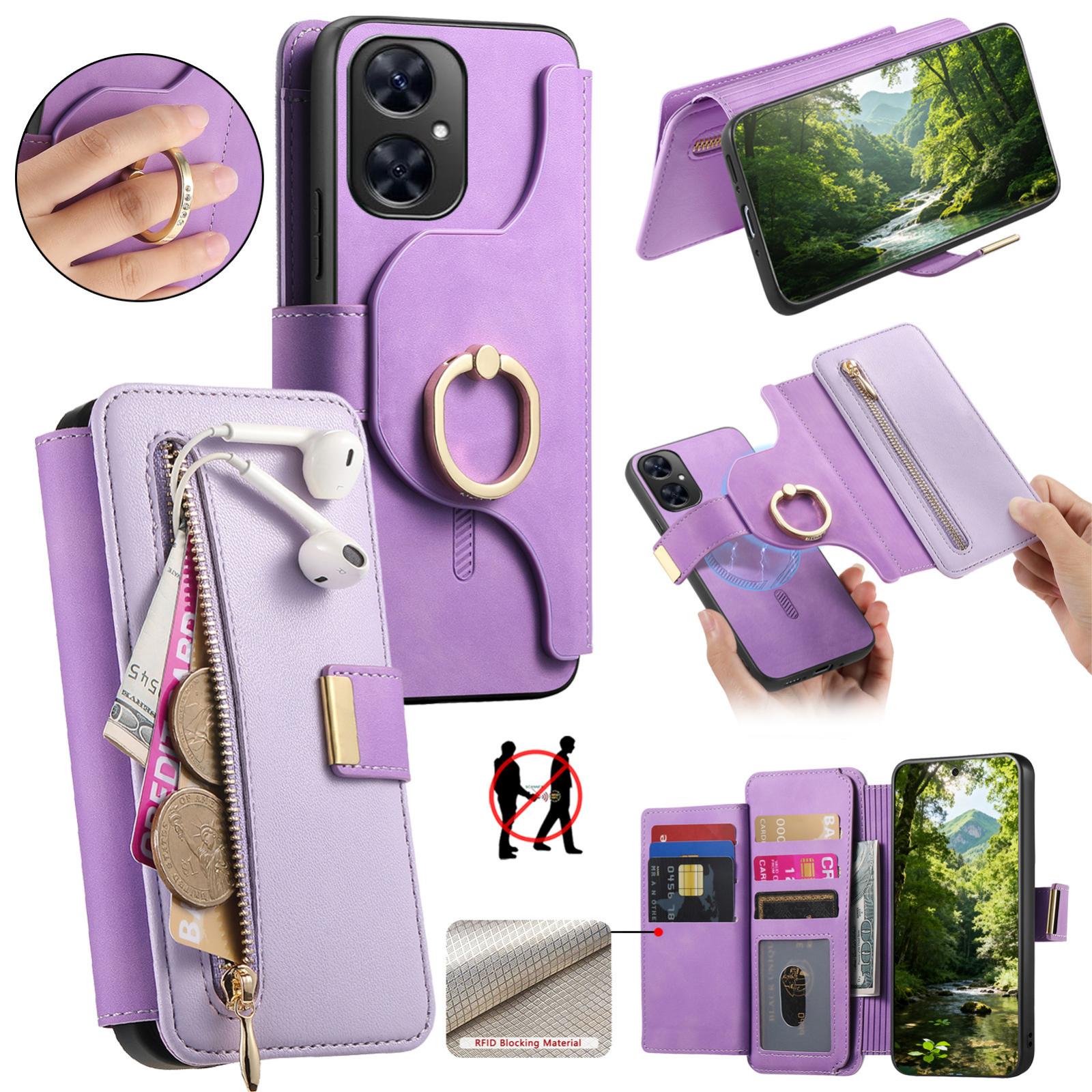 For Huawei Maimang 20 Ring Zipper Wallet RFID Blocking MagSafe Leather Phone Case(Purple) - Shopkiz.com