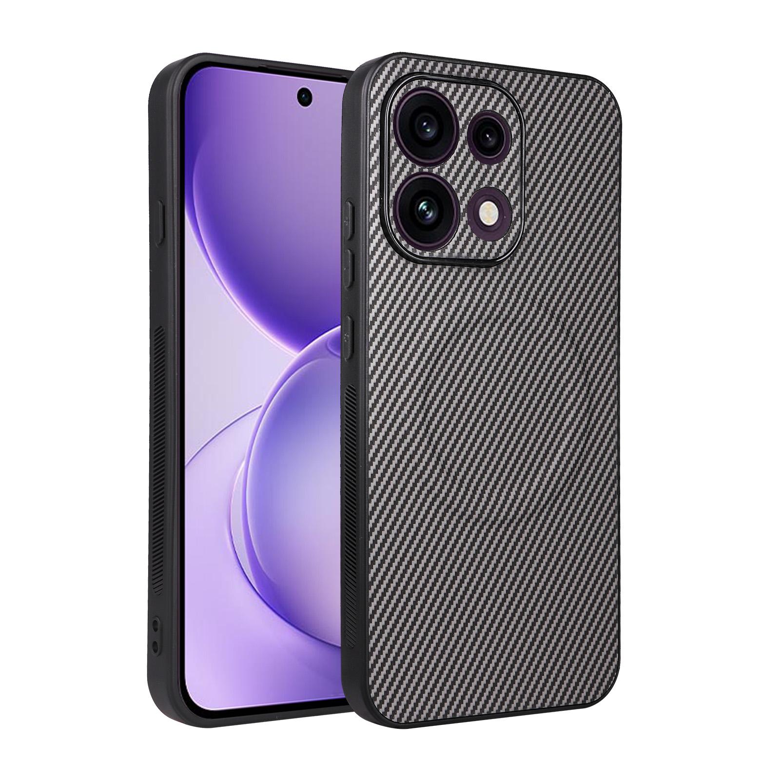 For OPPO Reno16 F 5G / Reno16 FS 5G Precise Cutout Carbon Fiber Texture Vegan Leather Phone Case(Grey) - Shopkiz.com