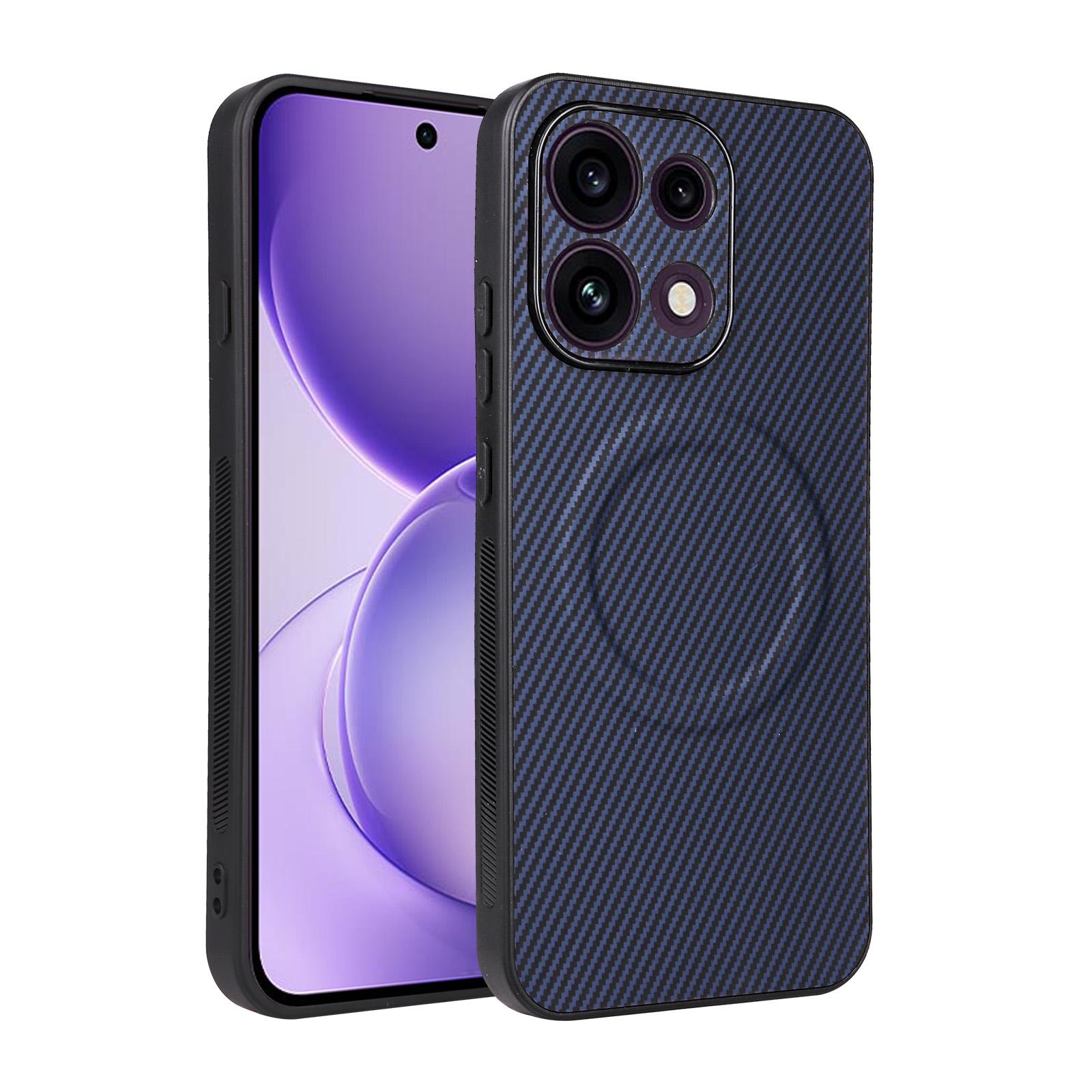 For OPPO Reno16 F 5G / Reno16 FS 5G Precise Cutout Carbon Fiber Texture Vegan Leather Phone Case(Blue) - Shopkiz.com