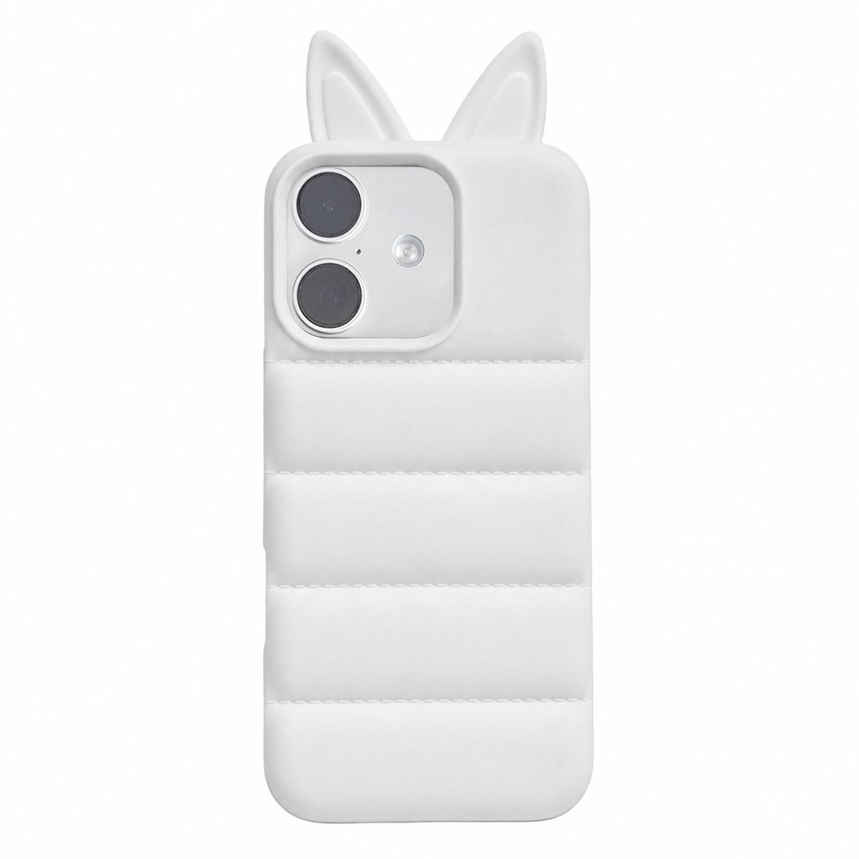 For iPhone 16 Foxs Ears Eiderdown TPU Phone Case(Transparent) - Shopkiz.com