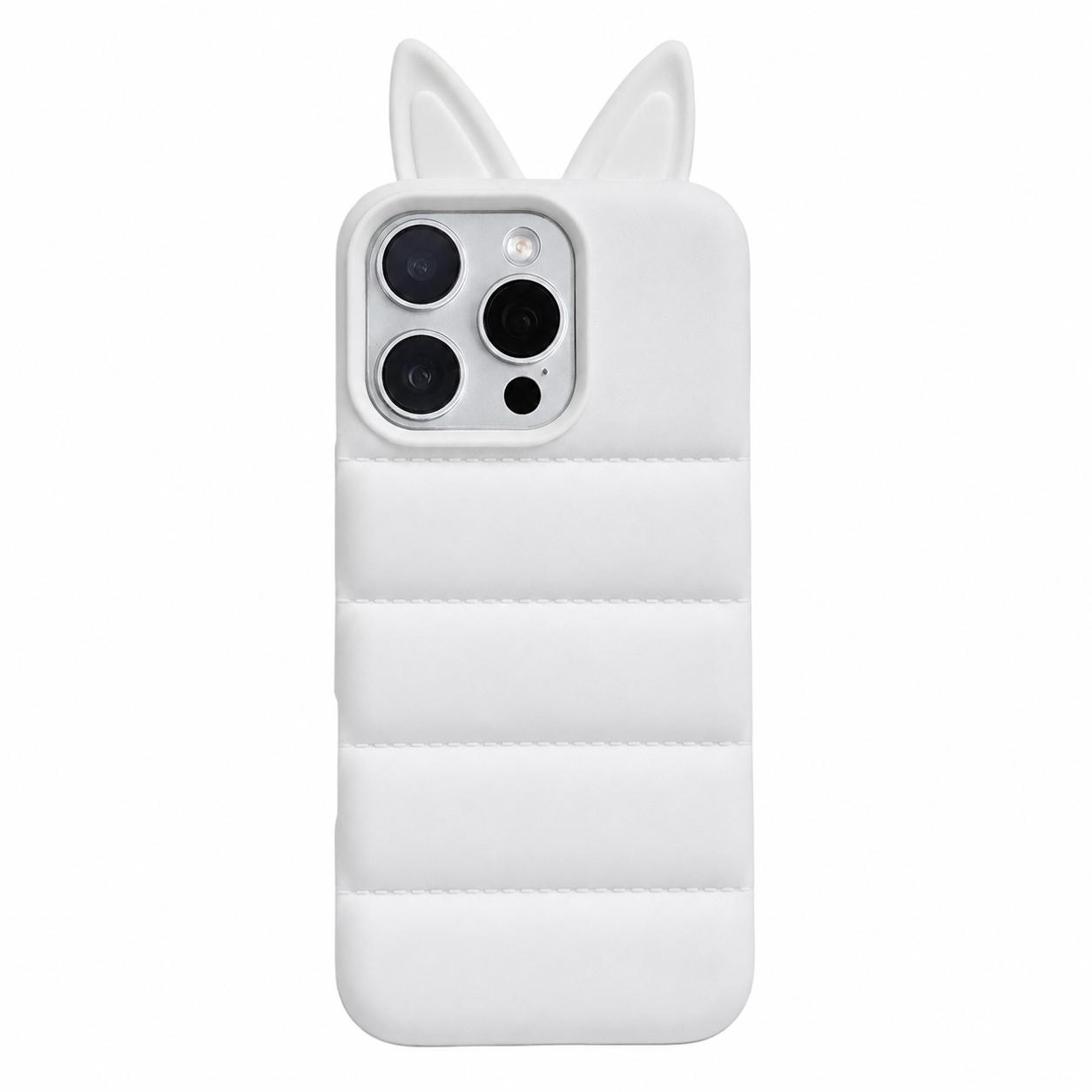 For iPhone 15 Pro Max Foxs Ears Eiderdown TPU Phone Case(Transparent) - Shopkiz.com