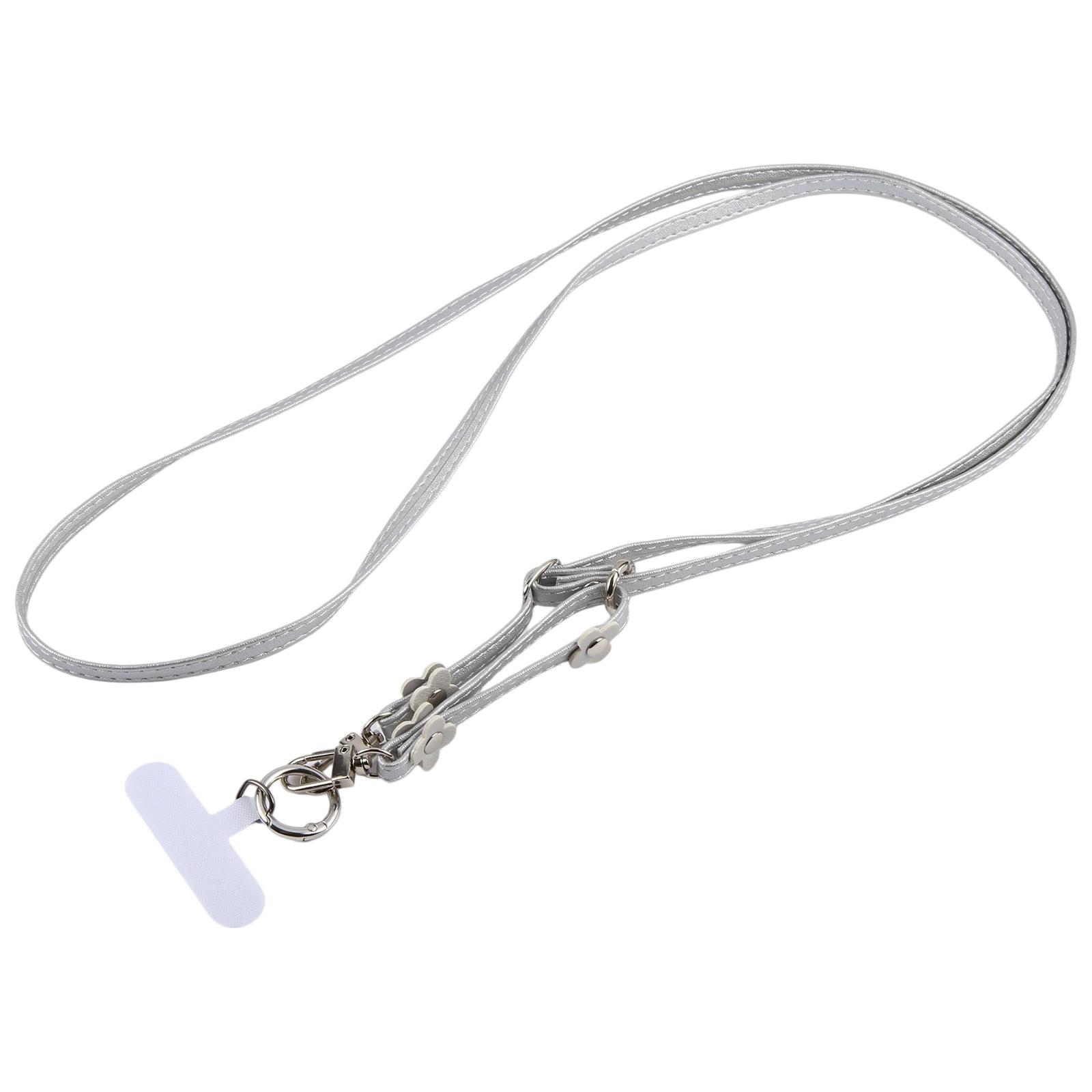 Floral Decor Adjustable Leather Strap Phone Lanyard with Tether Pad for Unisex(Grey) - Shopkiz.com