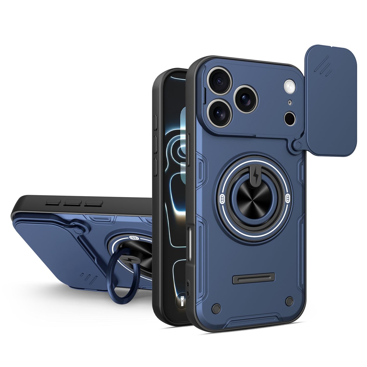 For iPhone 17 Pro Multifunctional Sliding Camshield Ring Holder Phone Case(Blue) - Shopkiz.com