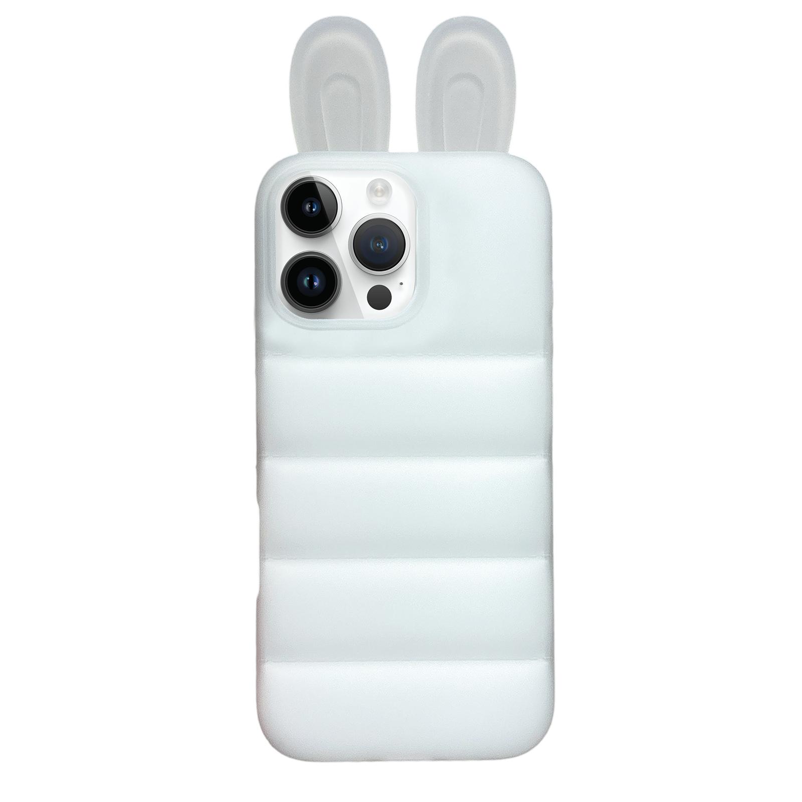 For iPhone 13 Pro Max Bunny Ears Puffer TPU Phone Case(Translucent) - Shopkiz.com