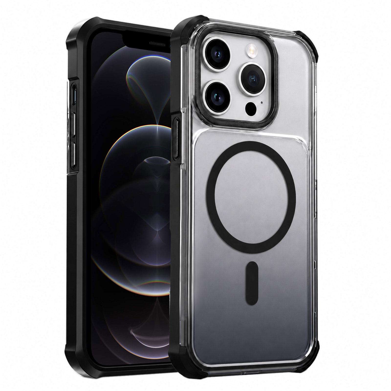 For iPhone 12 Pro Max Transparent Gradient Magnetic Phone Case(Black) - Shopkiz.com