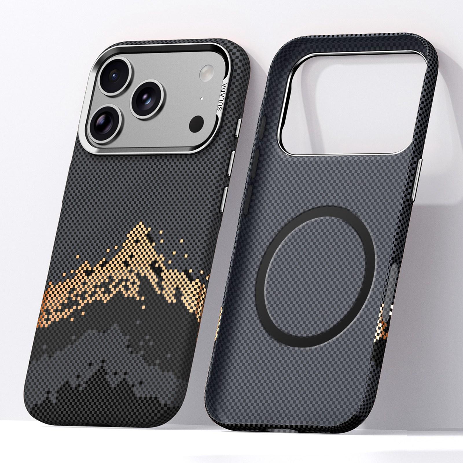 For iPhone 18 Pro Max SULADA Kevlar Pixel Grid Texture Magnetic Phone Case(Black)