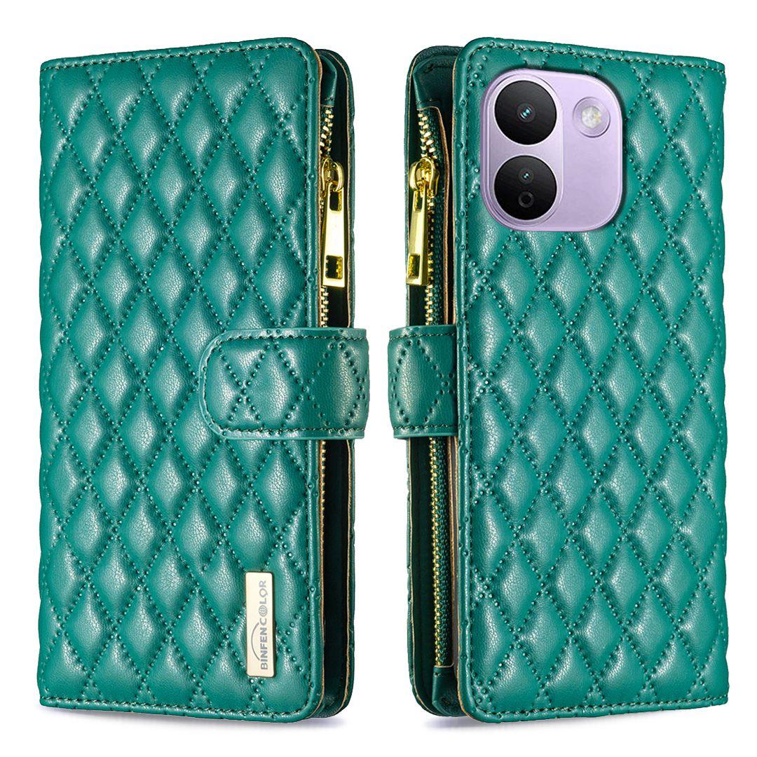 For Redmi Note 17 Pro+ 5G Global 163mm Diamond Lattice Zipper Wallet Leather Flip Phone Case(Green) - Shopkiz.com