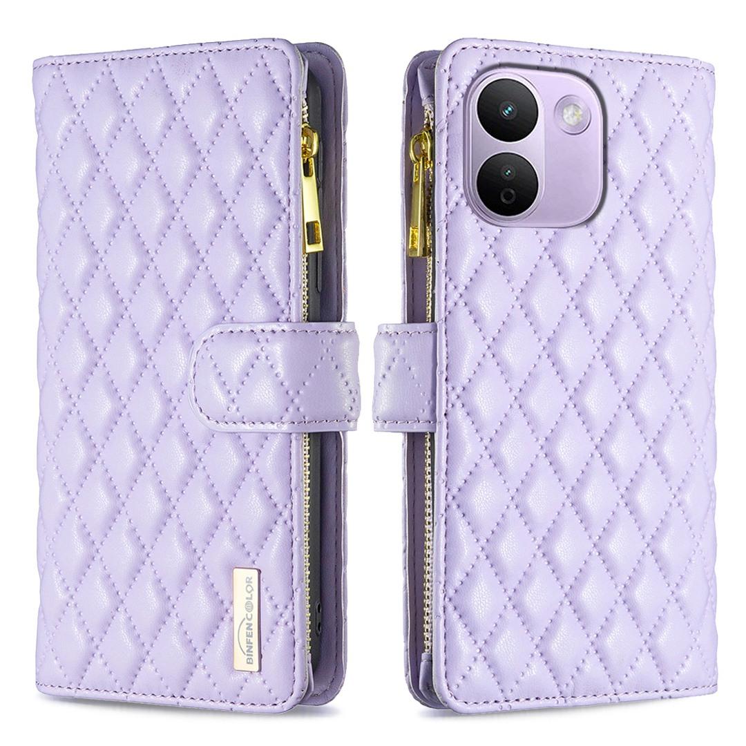 For Redmi Note 17 Pro+ 5G Global 163mm Diamond Lattice Zipper Wallet Leather Flip Phone Case(Purple) - Shopkiz.com