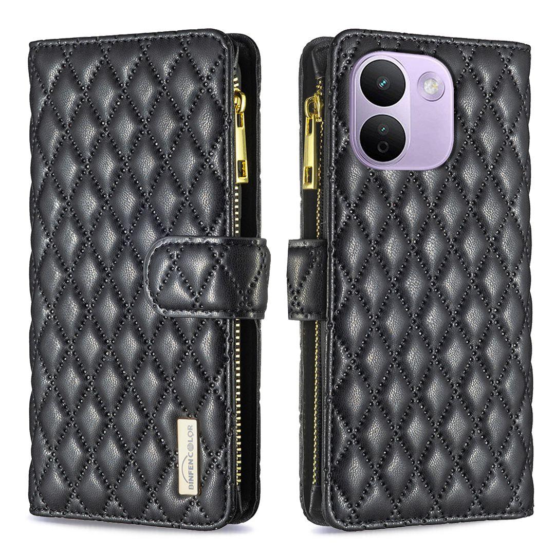 For Redmi Note 17 Pro+ 5G Global 163mm Diamond Lattice Zipper Wallet Leather Flip Phone Case(Black) - Shopkiz.com