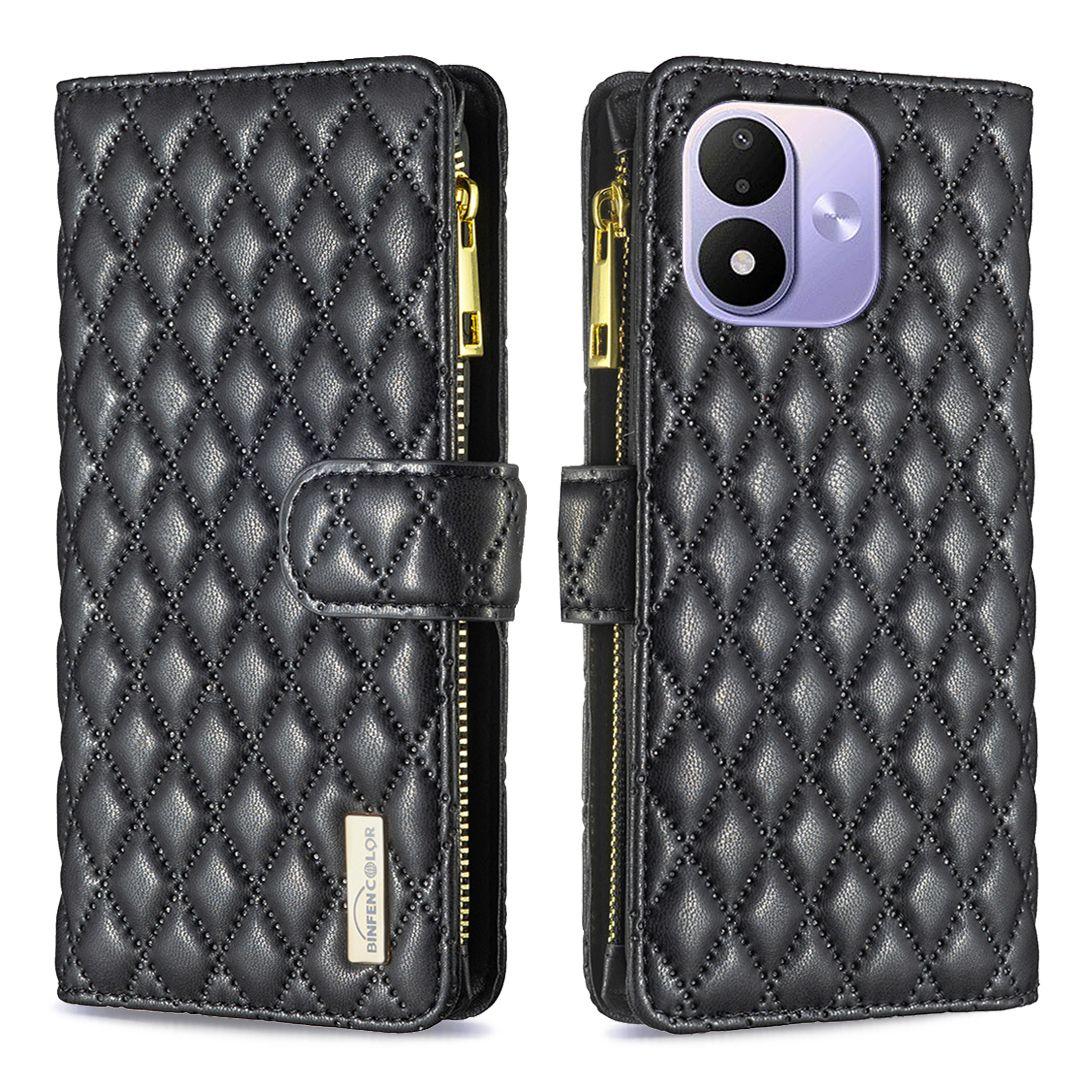 For Redmi Note 17 4G Global 171mm Diamond Lattice Zipper Wallet Leather Flip Phone Case(Black) - Shopkiz.com