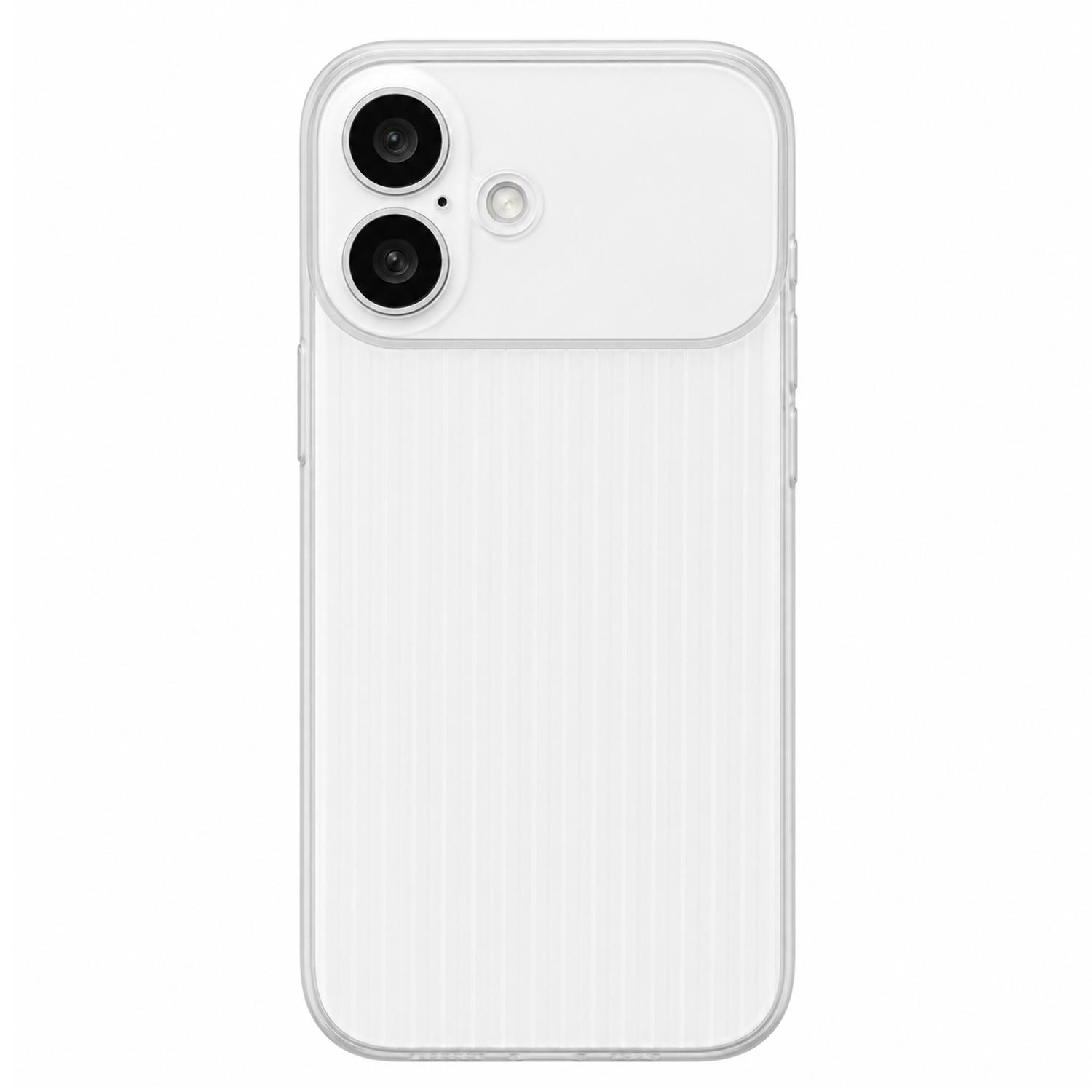 For iPhone 16 TPU Large Window Cooling Corrugated Phone Case(White) - Shopkiz.com