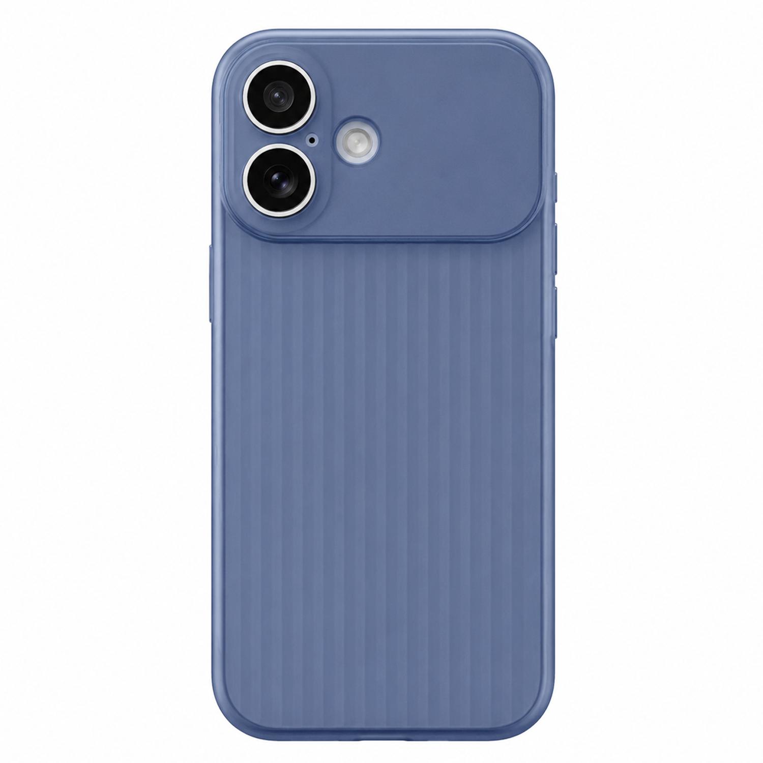 For iPhone 16 TPU Large Window Cooling Corrugated Phone Case(Blue) - Shopkiz.com