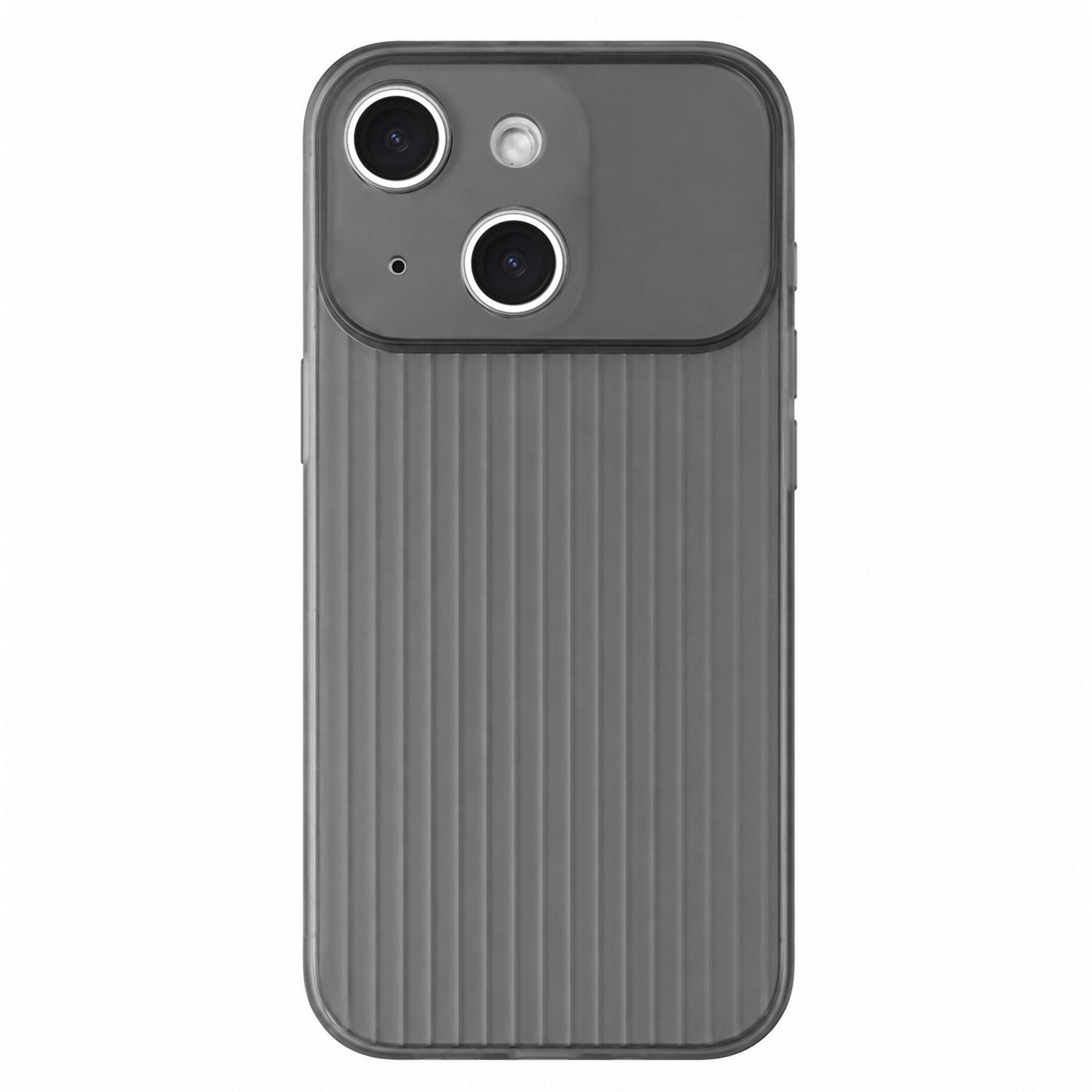 For iPhone 15 TPU Large Window Cooling Corrugated Phone Case(Black) - Shopkiz.com