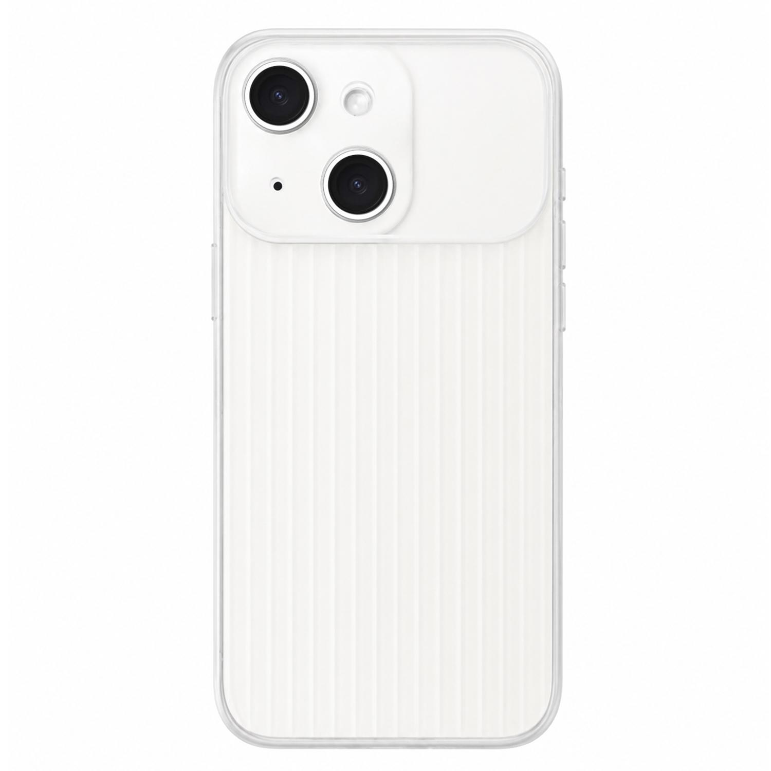 For iPhone 14 TPU Large Window Cooling Corrugated Phone Case(White) - Shopkiz.com