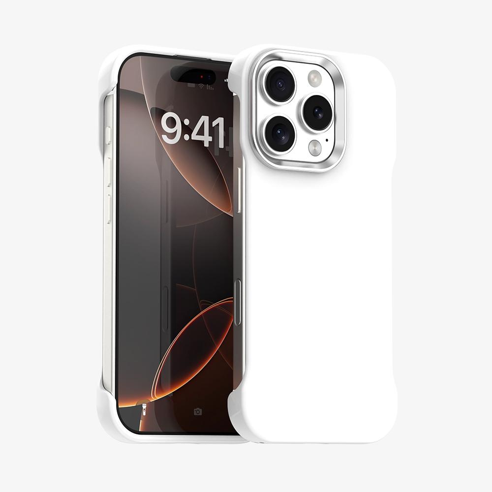 For iPhone 16 Pro Max Ultra-Slim Frameless TPU + PET + PC Shockproof Phone Case(White) - Shopkiz.com