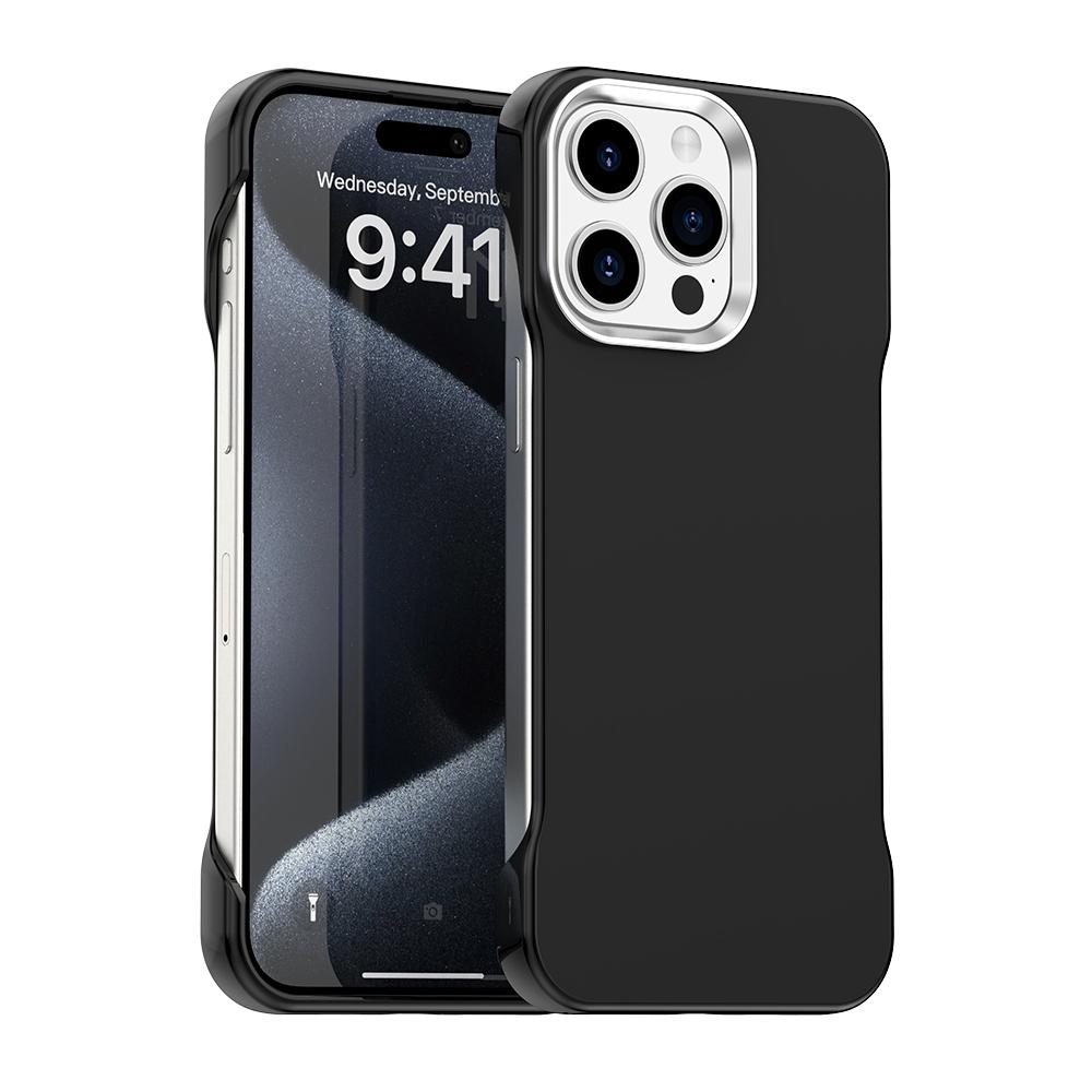 For iPhone 15 Pro Max Ultra-Slim Frameless TPU + PET + PC Shockproof Phone Case(Black) - Shopkiz.com