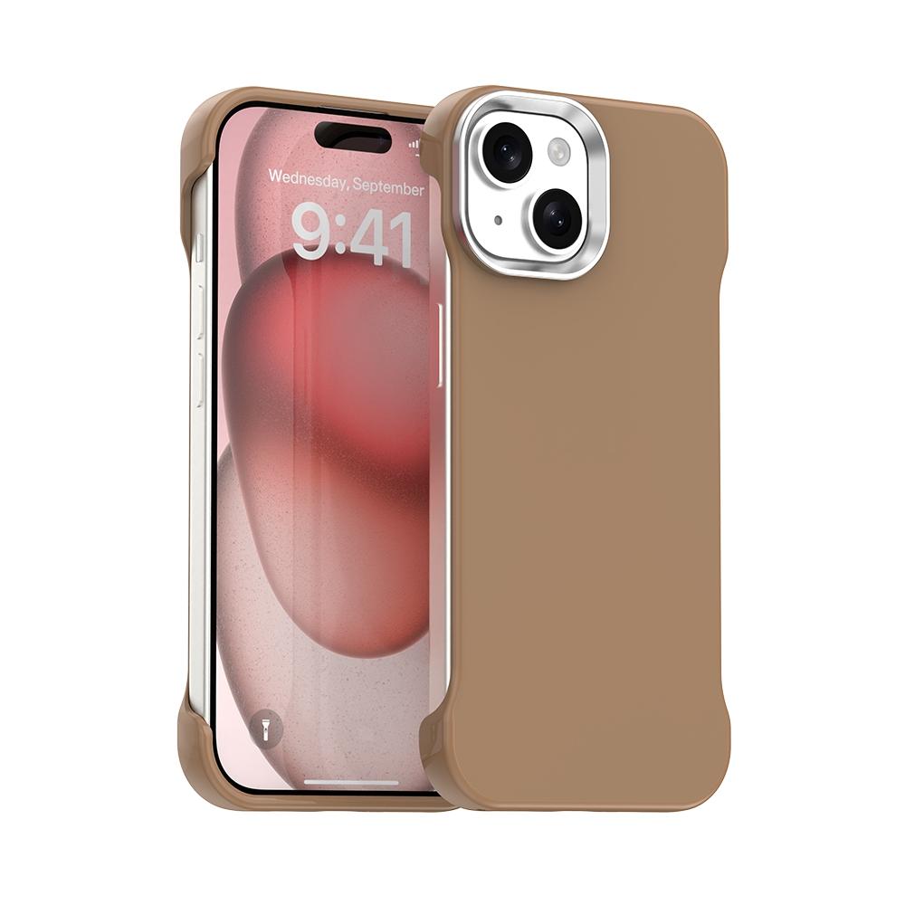 For iPhone 15 Ultra-Slim Frameless TPU + PET + PC Shockproof Phone Case(Brown) - Shopkiz.com