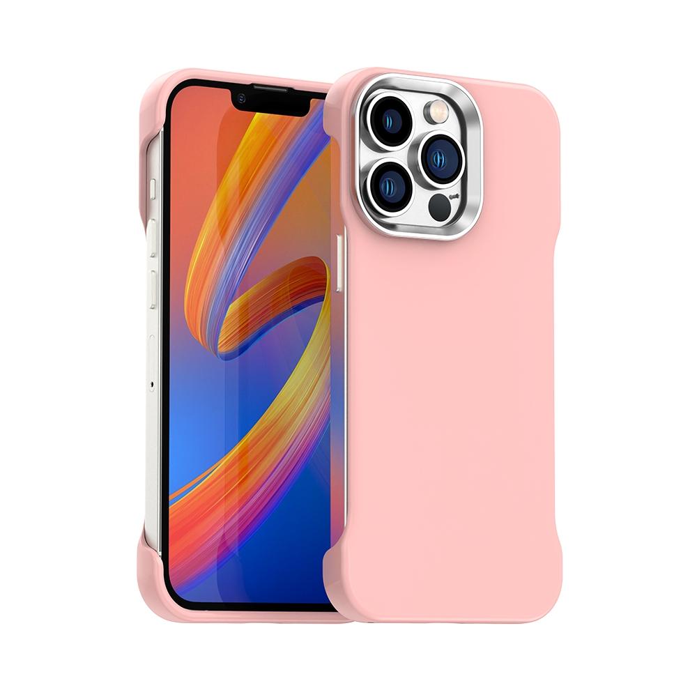 For iPhone 12 Pro Ultra-Slim Frameless TPU + PET + PC Shockproof Phone Case(Pink) - Shopkiz.com