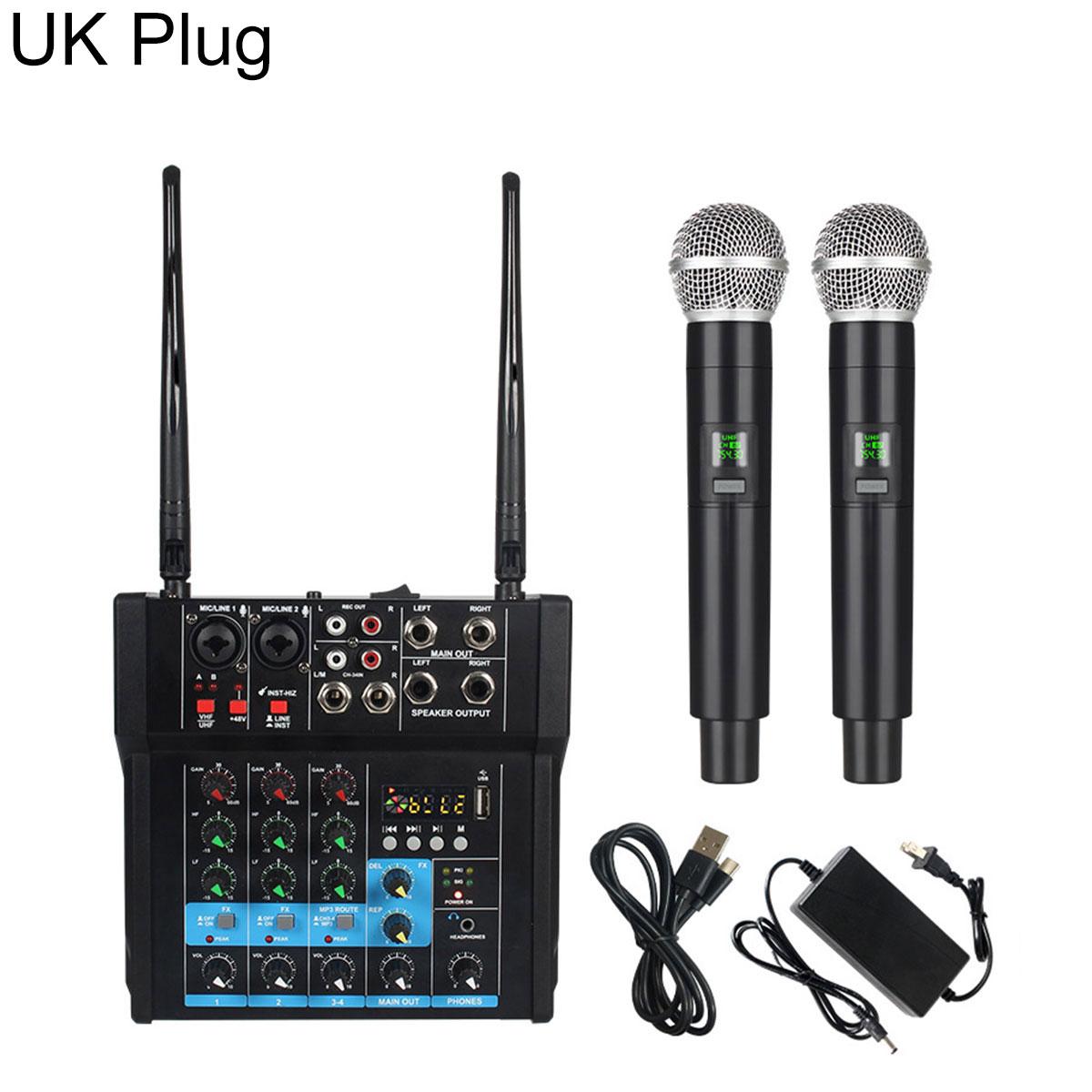 G4D 4-Channel Multi-function Professional Bluetooth Mixer with Amplifier & Microphone, Type:Rechargeable Microphone(UK Plug) - Shopkiz.com