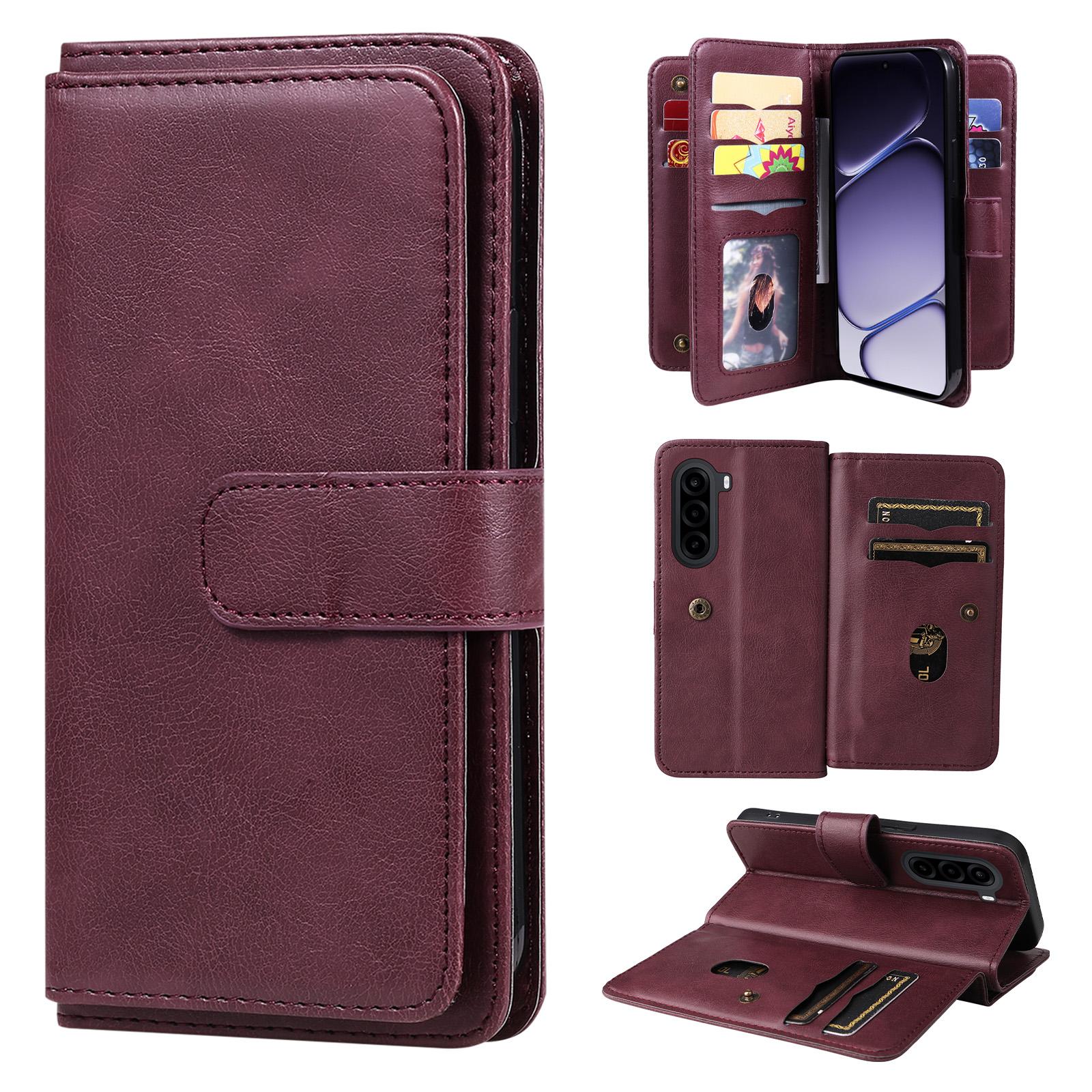 For OnePlus Nord CE6 Lite/Turbo 6X 5G Multi-Function Wallet 10 Card Slots Leather Phone Case(Claret) - Shopkiz.com