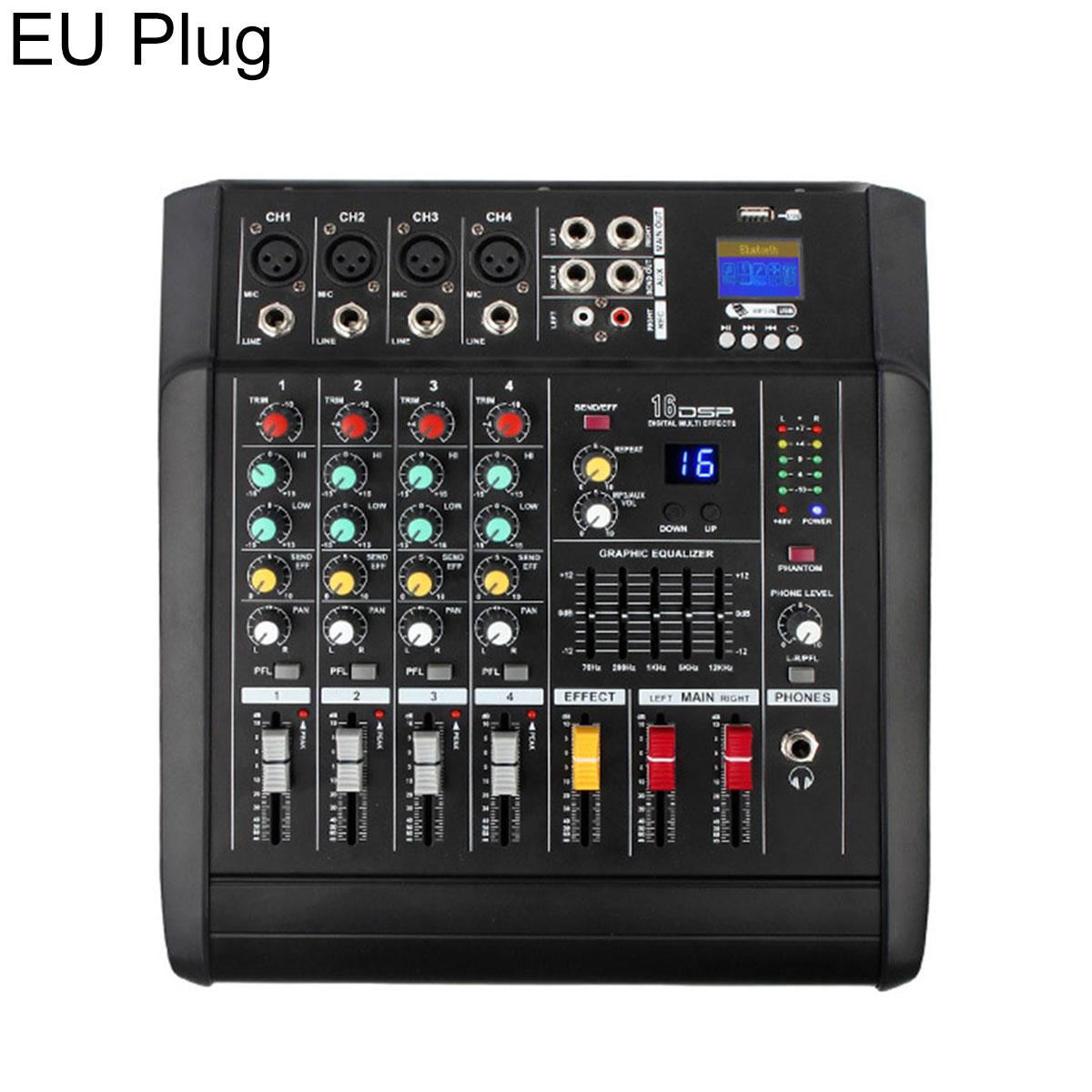 402D 4-Channel Multi-function Professional Bluetooth Mixer with Amplifier, Plug Type:EU Plug(Black) - Shopkiz.com
