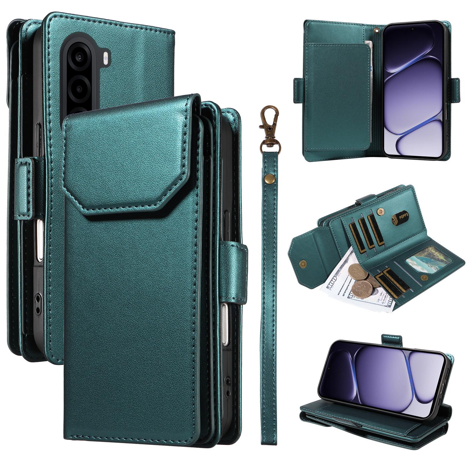 For OnePlus Nord CE6 Lite/Turbo 6X 5G Multi Card Wallet Leather Phone Case with Strap(Green) - Shopkiz.com