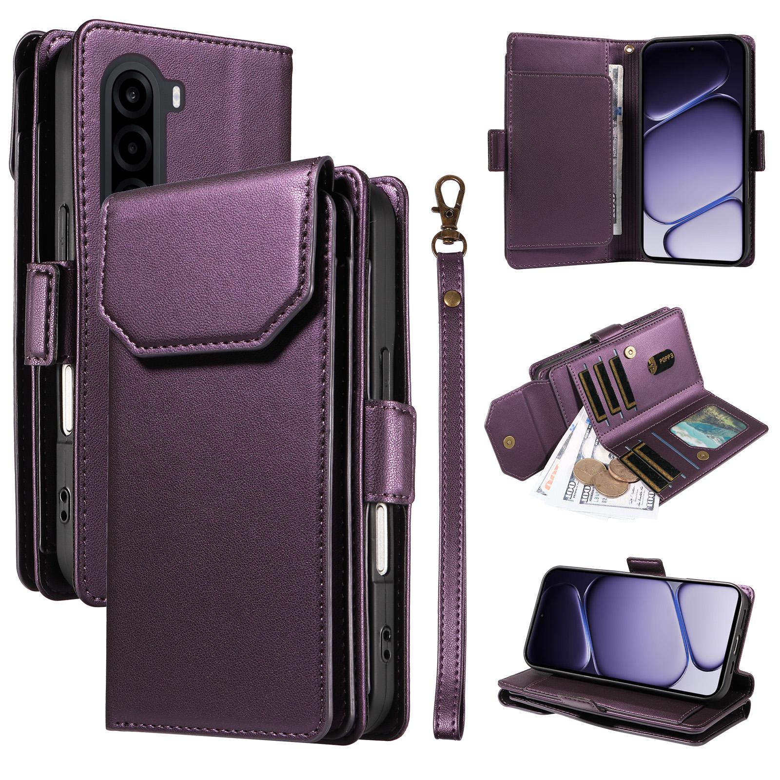 For OnePlus Nord CE6 Lite/Turbo 6X 5G Multi Card Wallet Leather Phone Case with Strap(Purple) - Shopkiz.com