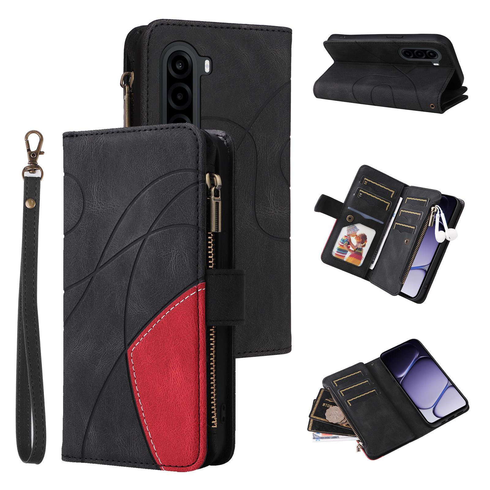 For OnePlus Nord CE6 Lite/Turbo 6X 5G Dual-color 9 Card Slots Zipper Wallet Leather Phone Case(Black) - Shopkiz.com