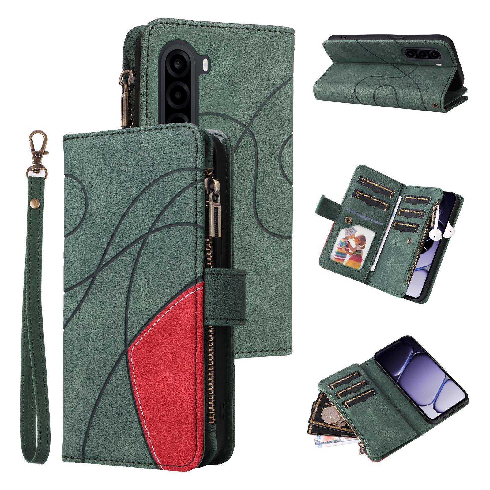 For OnePlus Nord CE6 Lite/Turbo 6X 5G Dual-color 9 Card Slots Zipper Wallet Leather Phone Case(Green) - Shopkiz.com