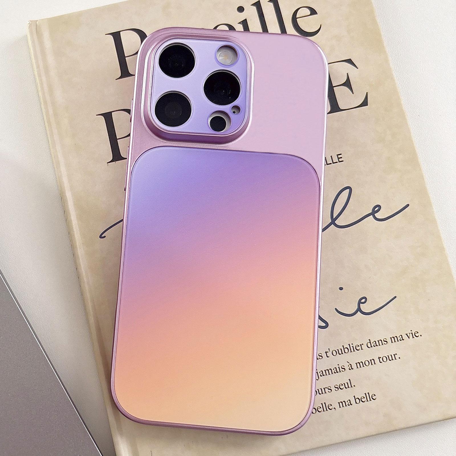 For iPhone 14 Pro Max Matte Finish Gradient Color Acrylic + PC Phone Case(Purple) - Shopkiz.com
