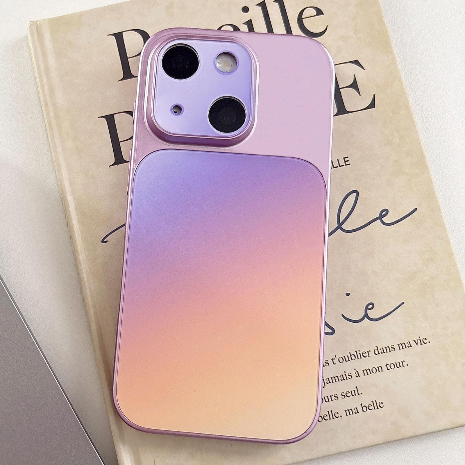 For iPhone 13 Matte Finish Gradient Color Acrylic + PC Phone Case(Purple) - Shopkiz.com
