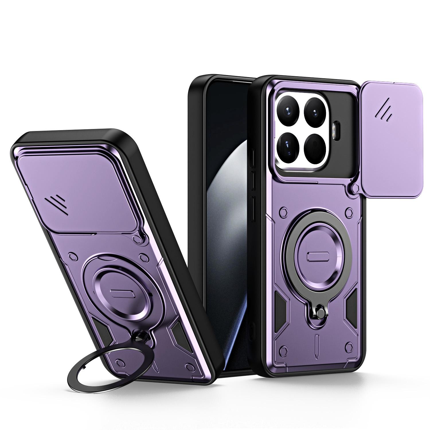 For Xiaomi 17T Pro 5G Ring Holder Lens Slide Cover Phone Case(Purple) - Shopkiz.com