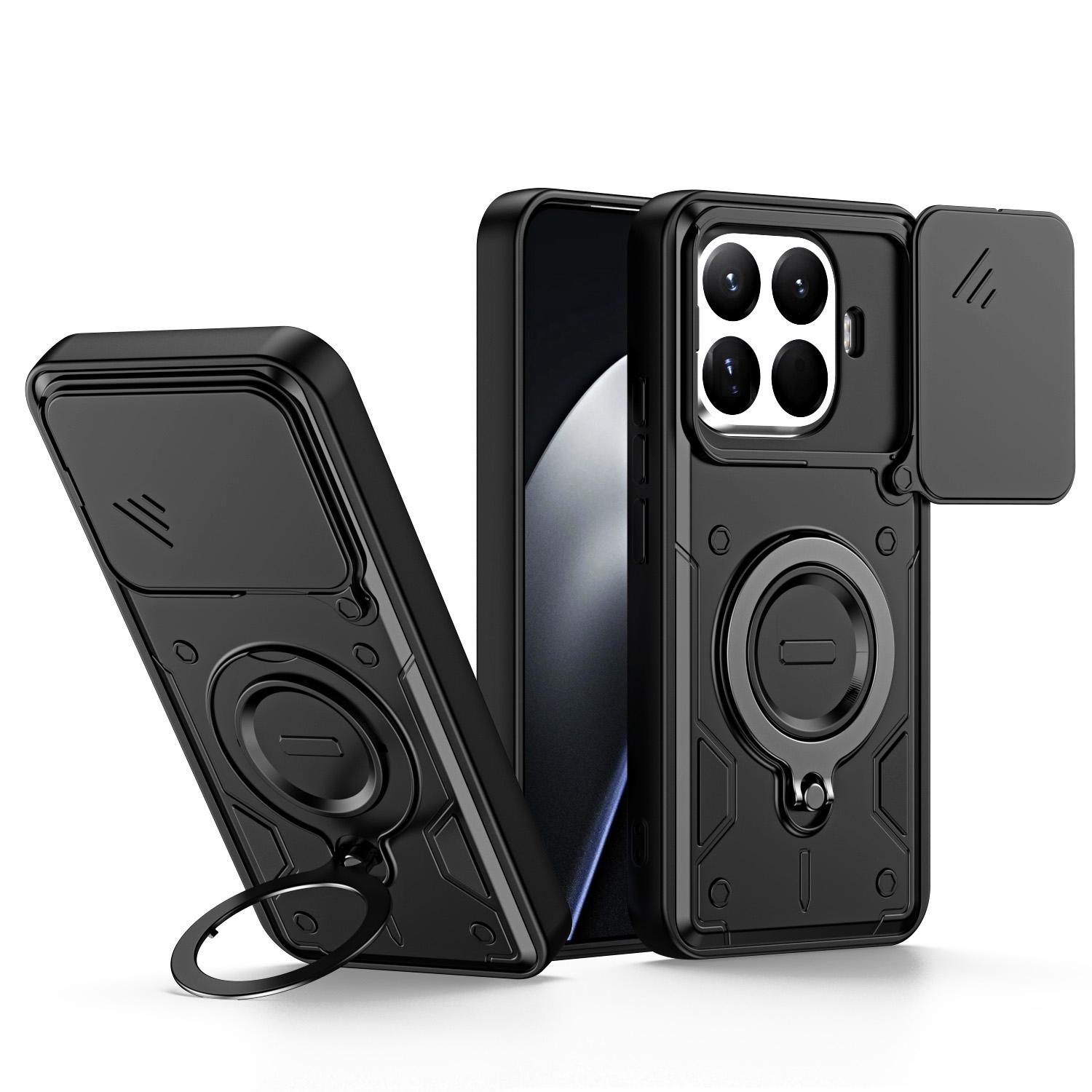 For Xiaomi 17T 5G Ring Holder Lens Slide Cover Phone Case(Black) - Shopkiz.com