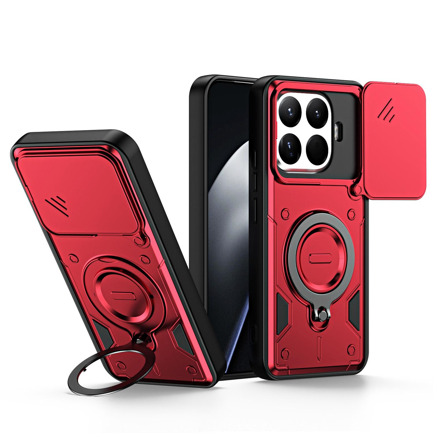 For Xiaomi 17T 5G Ring Holder Lens Slide Cover Phone Case(Red) - Shopkiz.com