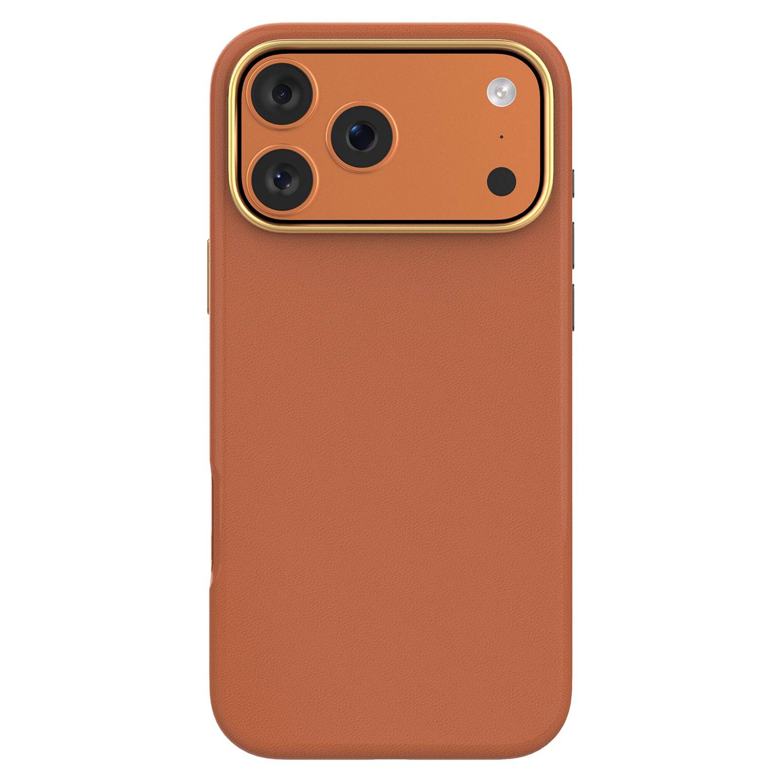 For iPhone 17 Pro Max Mutural Elegant Lychee Series Electroplated PU Phone Case(Orange) - Shopkiz.com