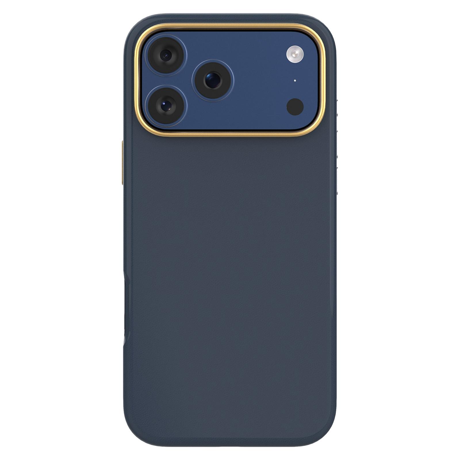 For iPhone 17 Pro Max Mutural Elegant Lychee Series Electroplated PU Phone Case(Blue) - Shopkiz.com