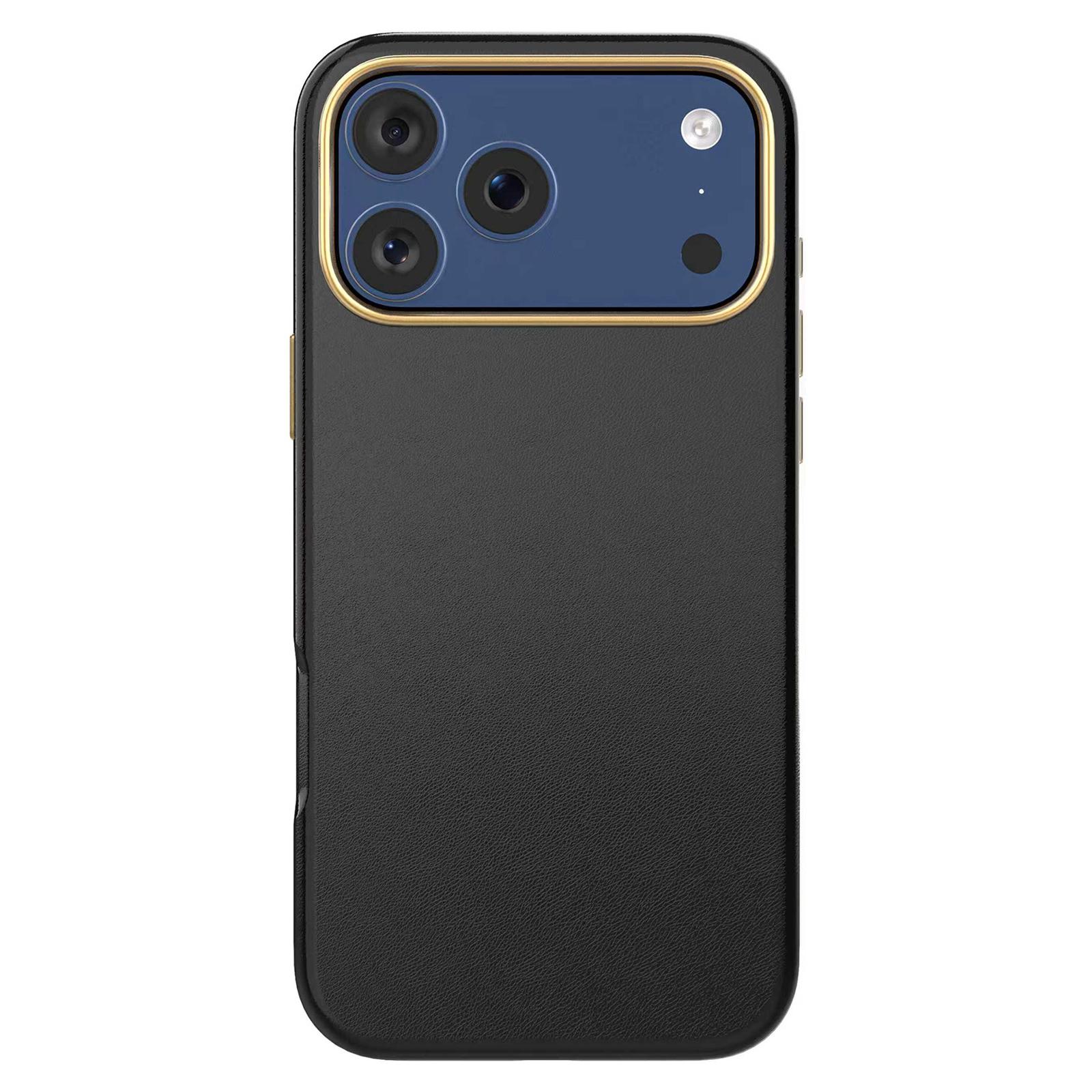 For iPhone 17 Pro Max Mutural Elegant Lychee Series Electroplated PU Phone Case(Black) - Shopkiz.com