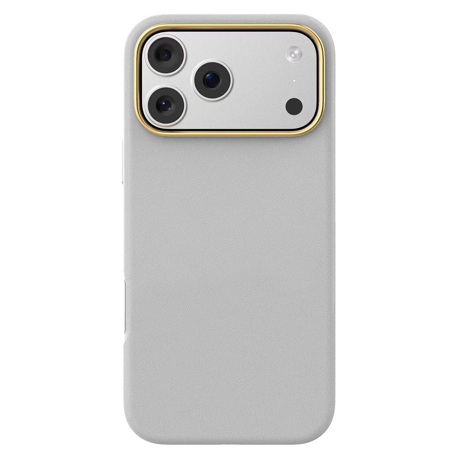 For iPhone 17 Pro Mutural Elegant Lychee Series Electroplated PU Phone Case(Light Grey) - Shopkiz.com