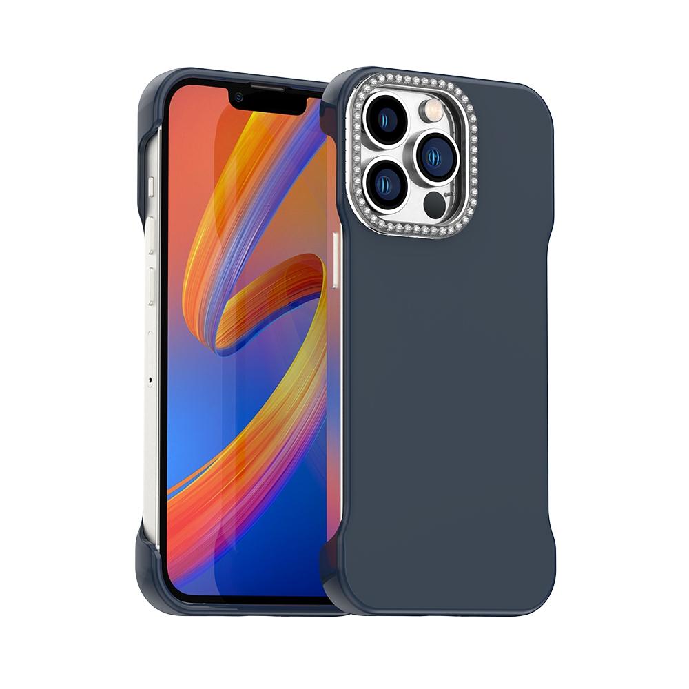 For iPhone 12 Pro Max Candy Diamond Half-frame Frosted PC Hybrid TPU Phone Case(Blue) - Shopkiz.com