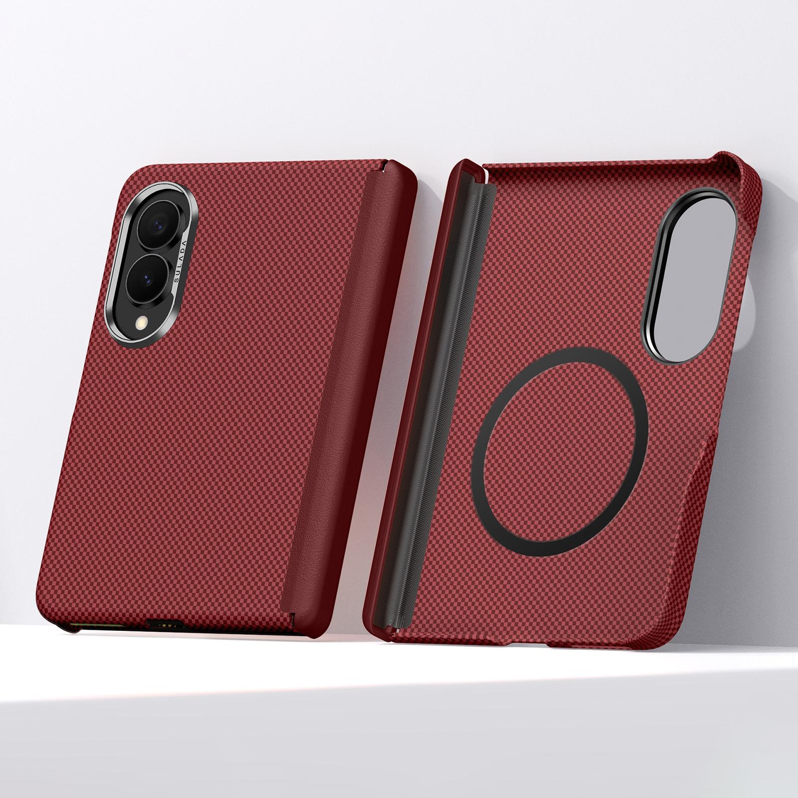For Galaxy Z Fold8 5G SULADA Kevlar Grid Patterned Skin Feel Magnetic Phone Case(Red) - Shopkiz.com