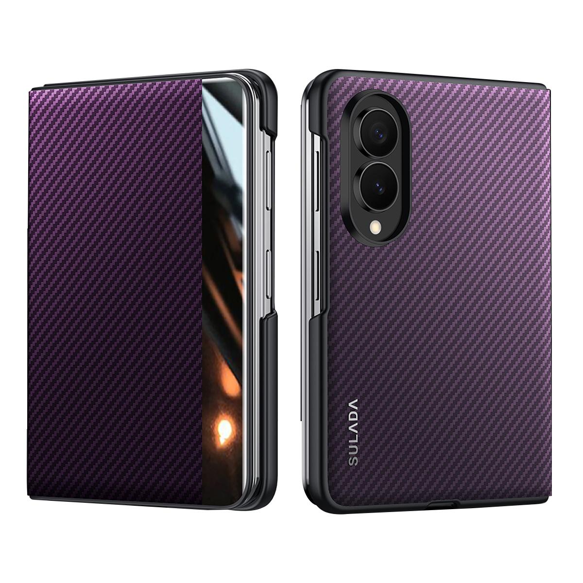 For Galaxy Z Fold8 5G SULADA Kevlar 600D Texture Smart Window Leather Phone Case(Purple) - Shopkiz.com