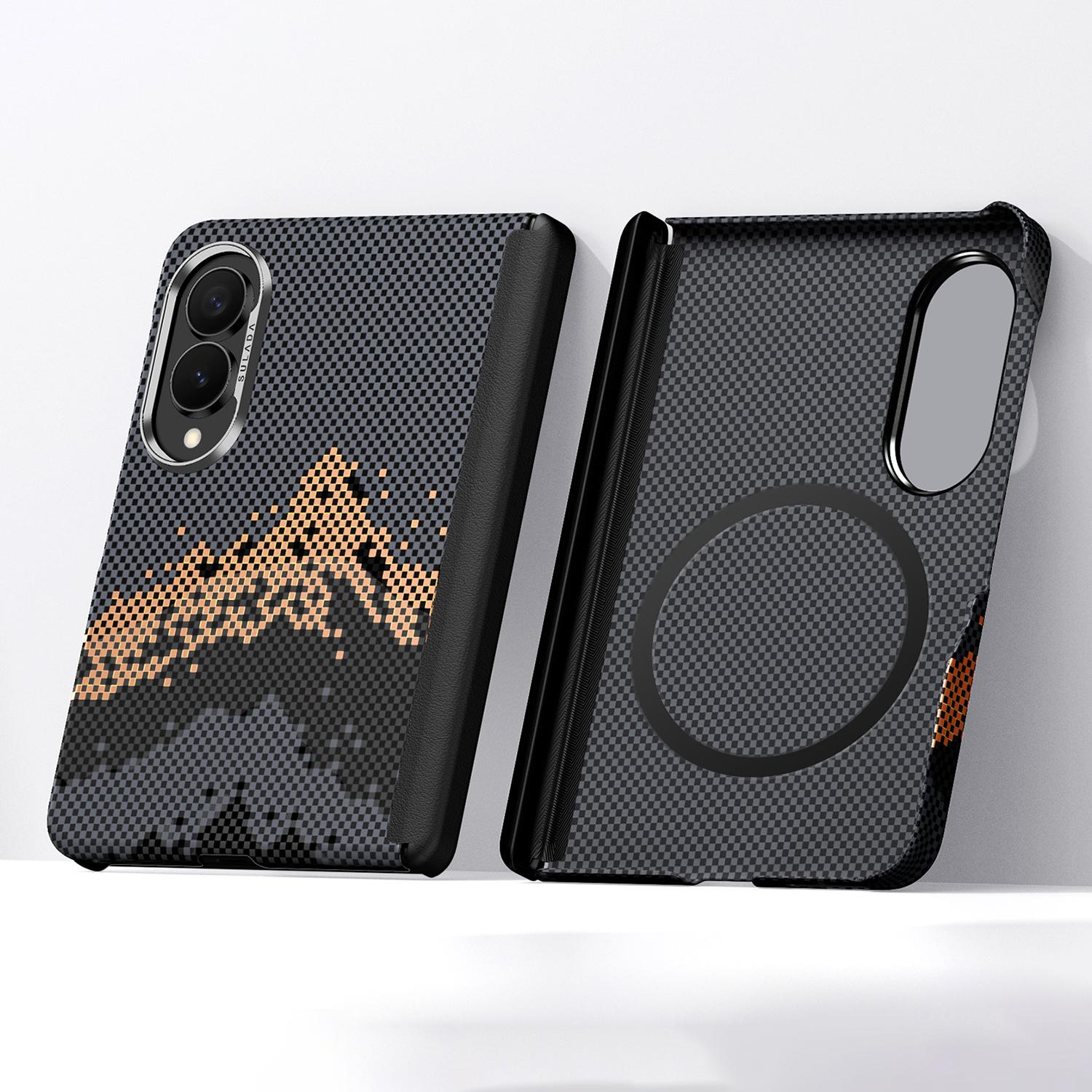 For Galaxy Z Fold8 5G SULADA Kevlar Pixel Grid Texture Magnetic Phone Case(Black) - Shopkiz.com